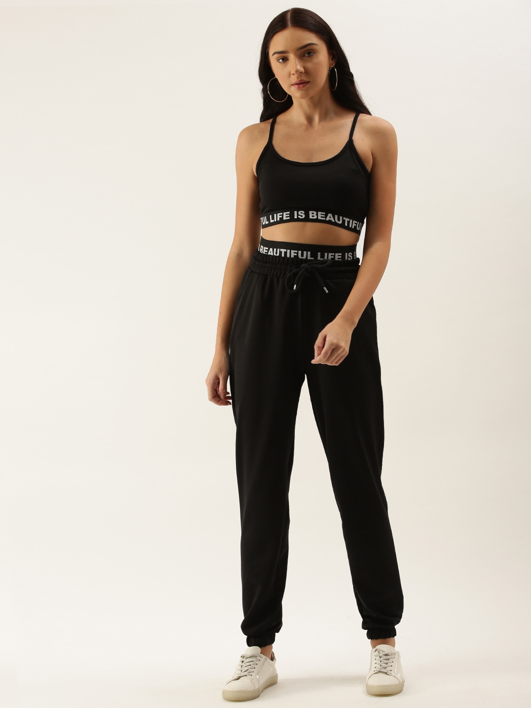 

Trendyol Women Black Solid Bralette Top with Joggers