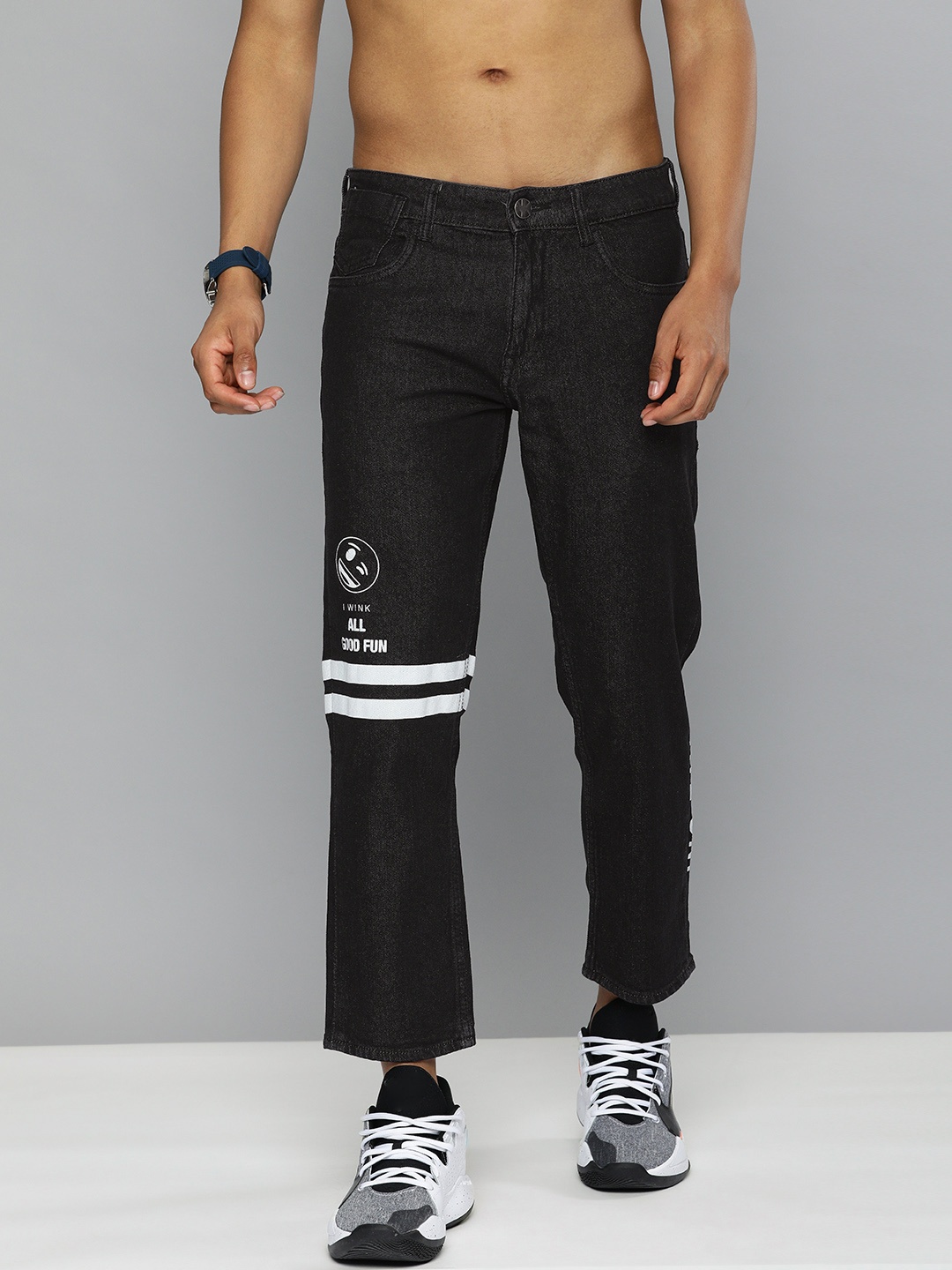 

Kook N Keech Marvel Men Black & White Printed Detail Stretchable Jeans