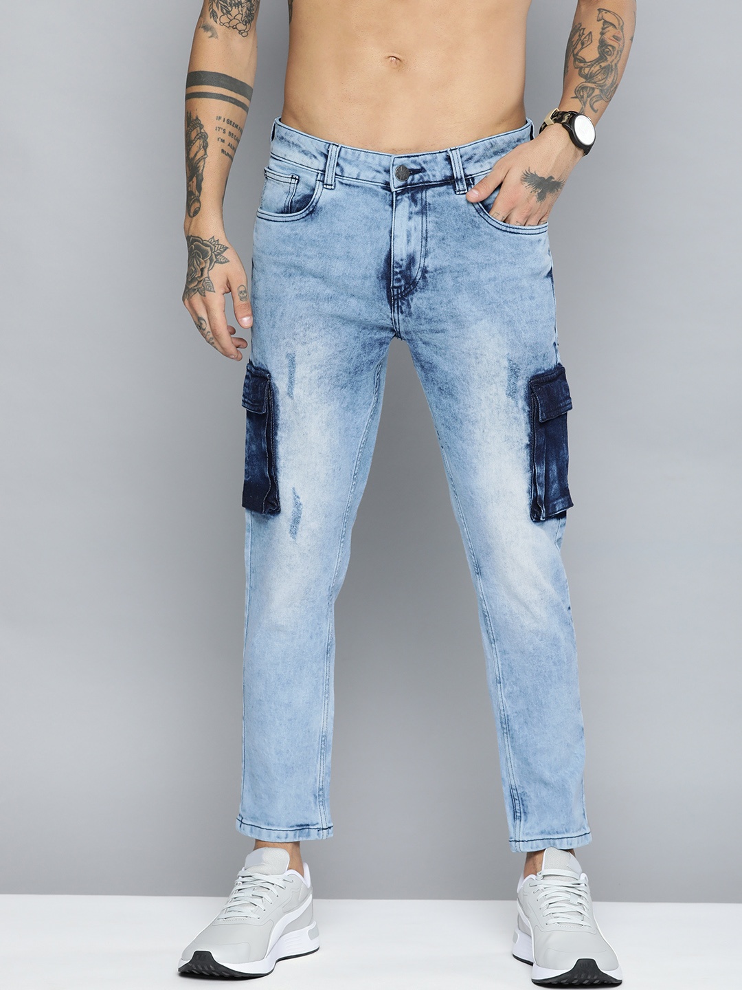 

Kook N Keech Men Blue Slim Tapered Fit Heavy Fade Stretchable Jeans