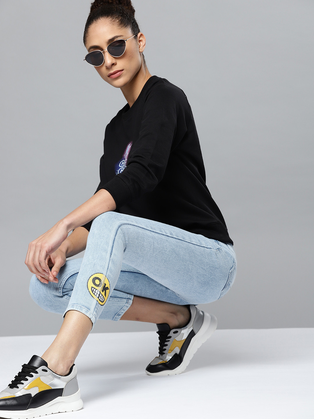 

Kook N Keech Emoji Women Blue Super Skinny Fit Printed Stretchable Jeans