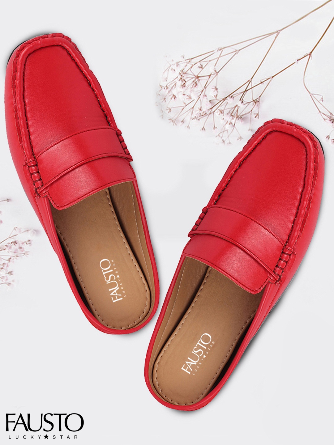 

FAUSTO Women Red Solid Slip On Mocassins