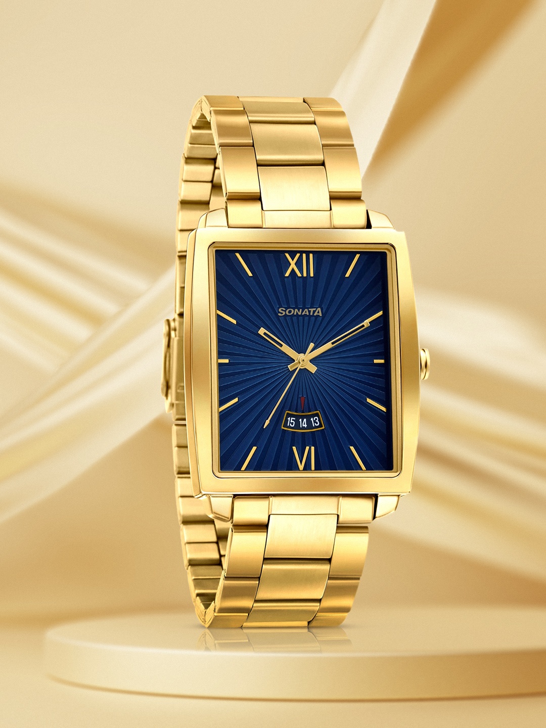 

Sonata Men Blue & Gold-Toned Analogue Watch 7143YM01