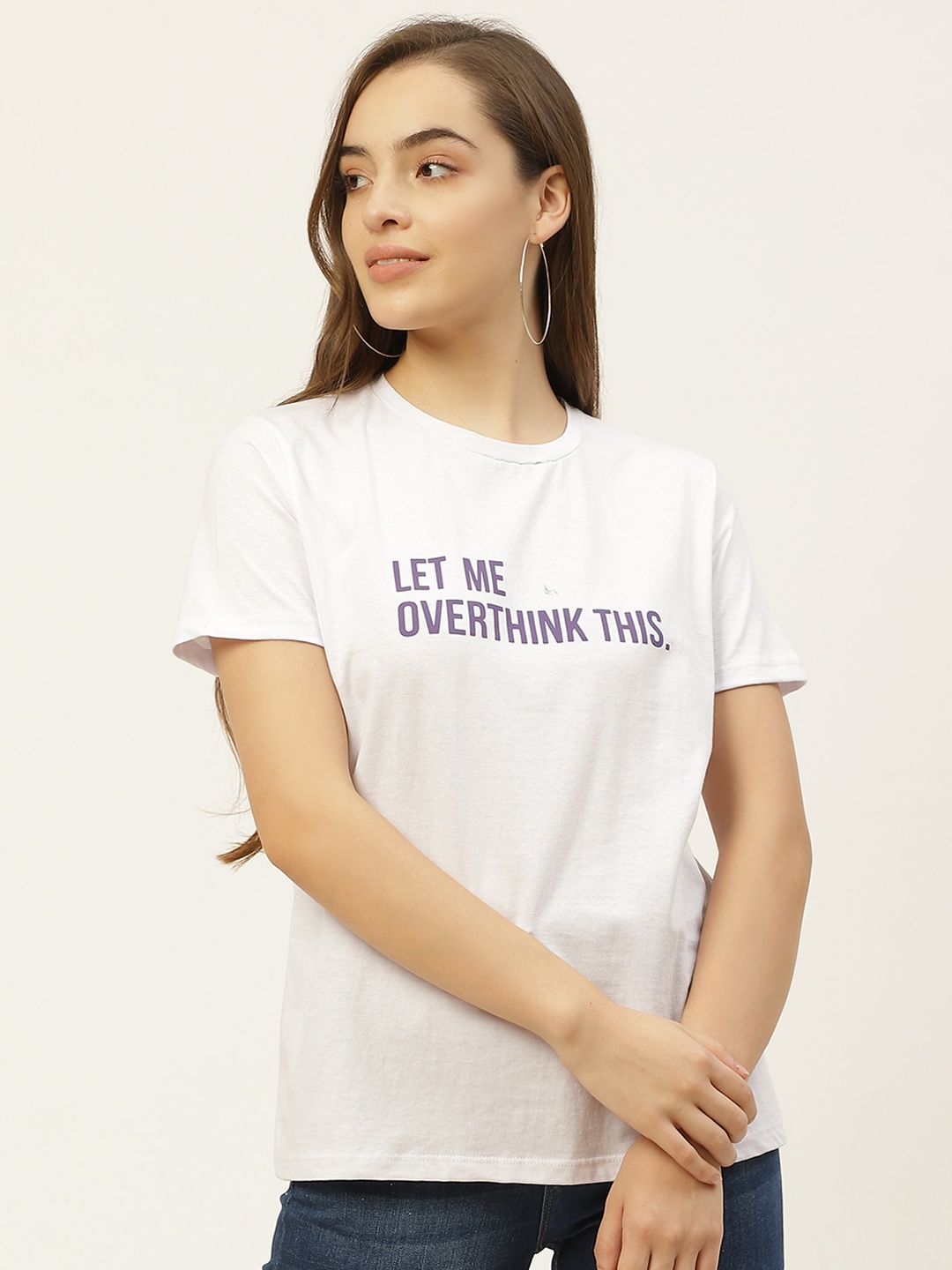 

Trendyol Women White Typography Printed T-shirt