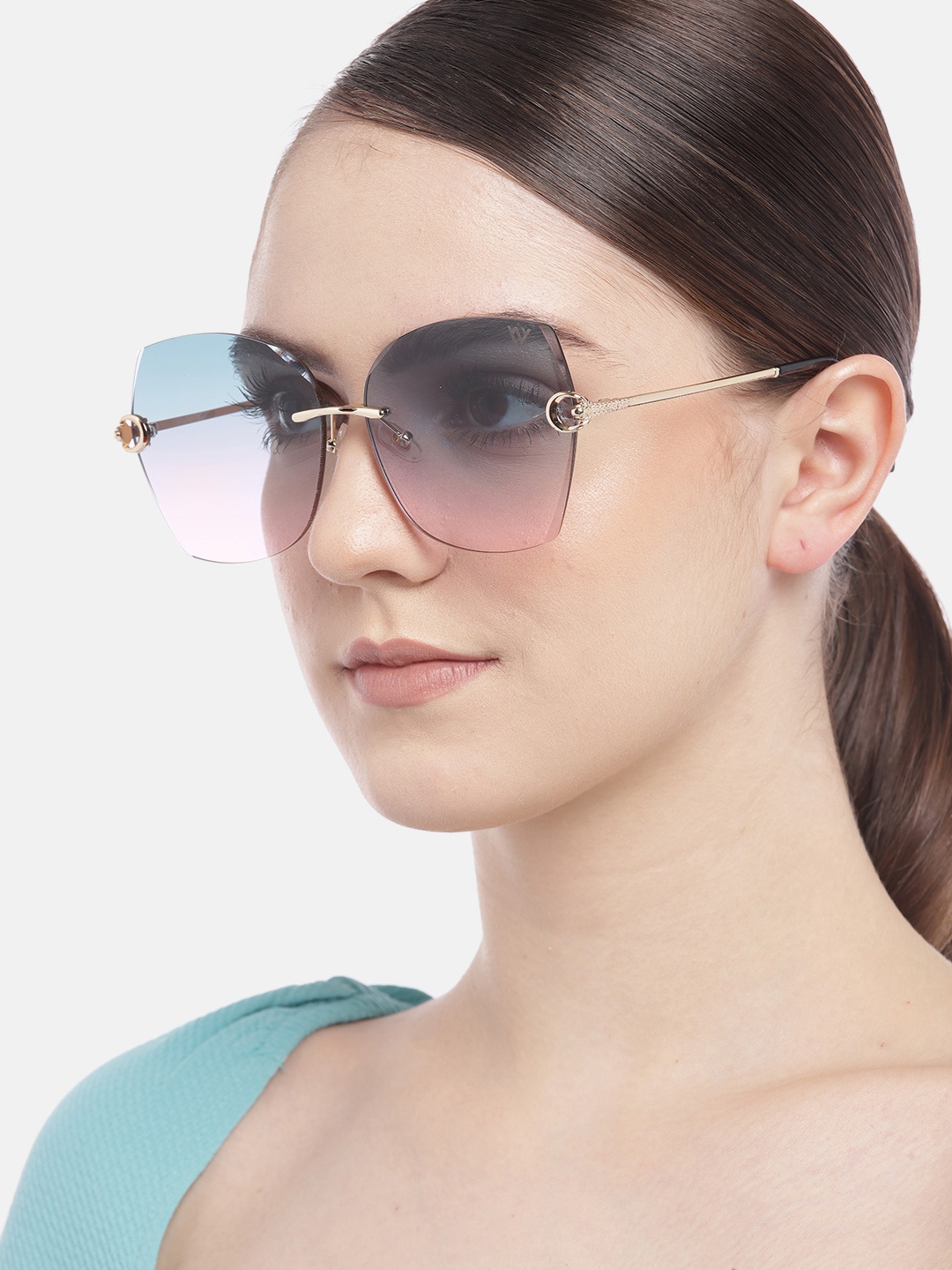 

Voyage Women Teal & Gold-Toned Cateye Sunglasses With UV Protected Lens S012MG2877B