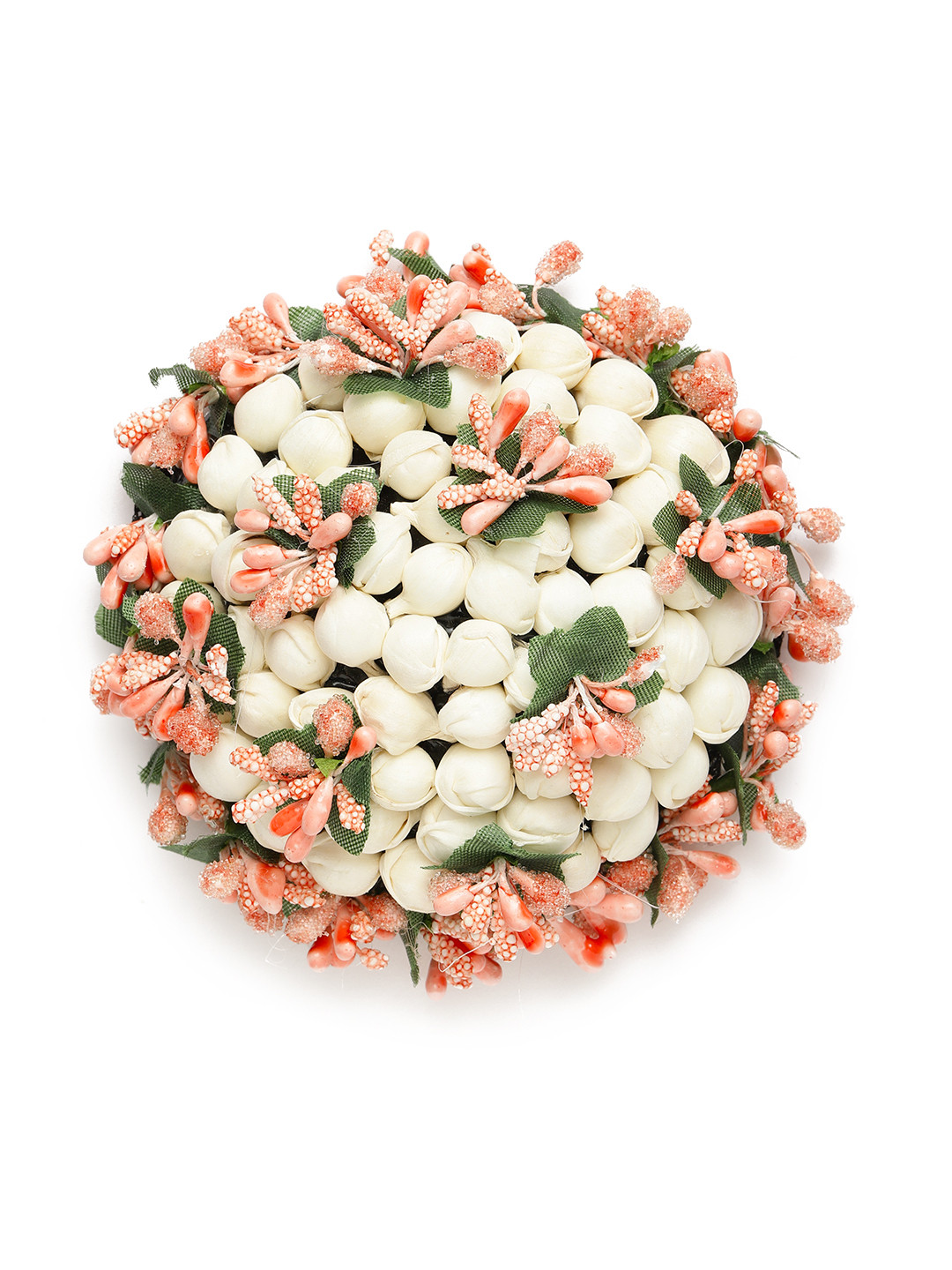 

AccessHer Orange & White Handcrafted Beaded Floral Hair BunCover