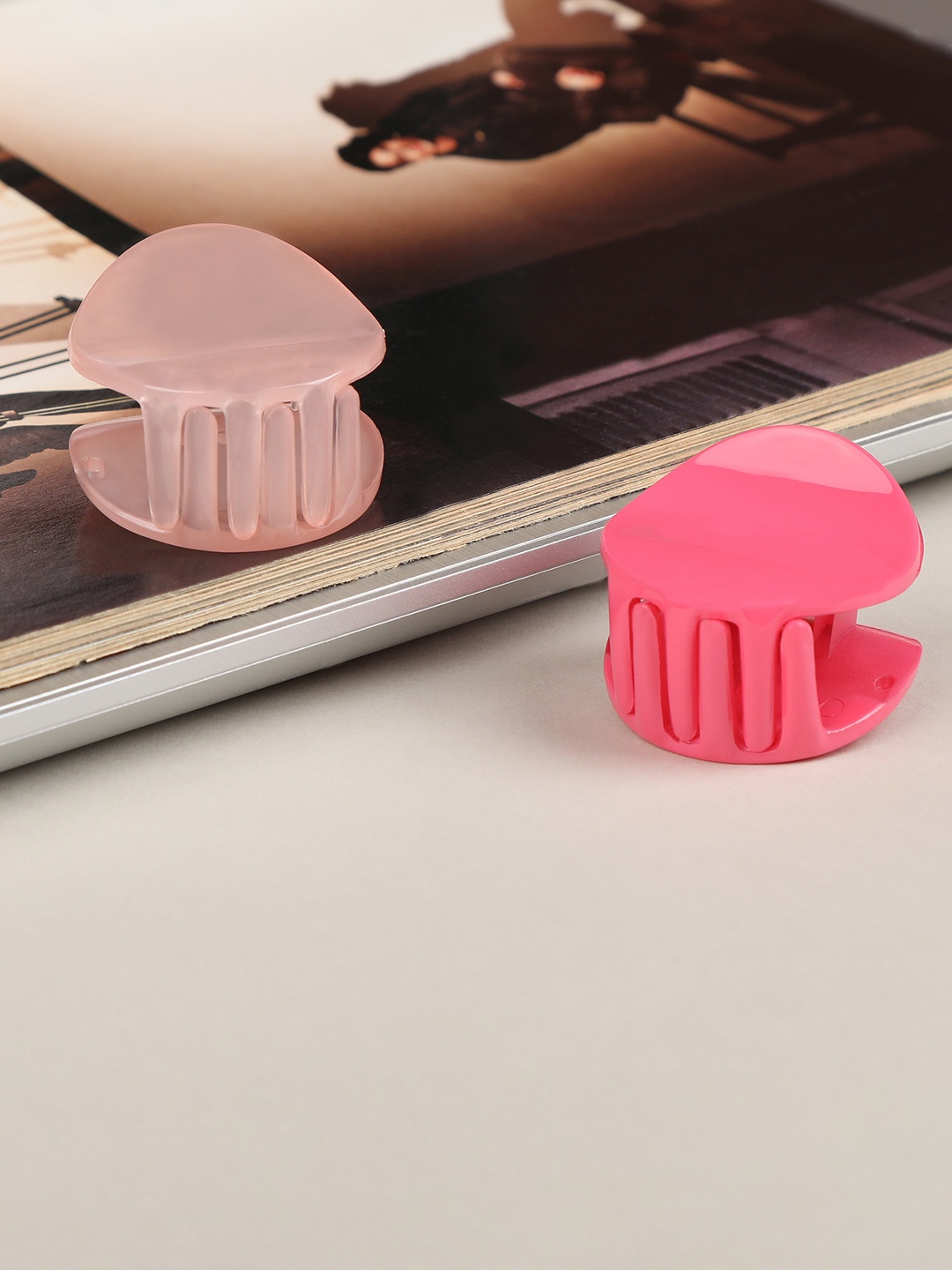 

AccessHer Women Set of 2 Solid Claw Clip, Pink