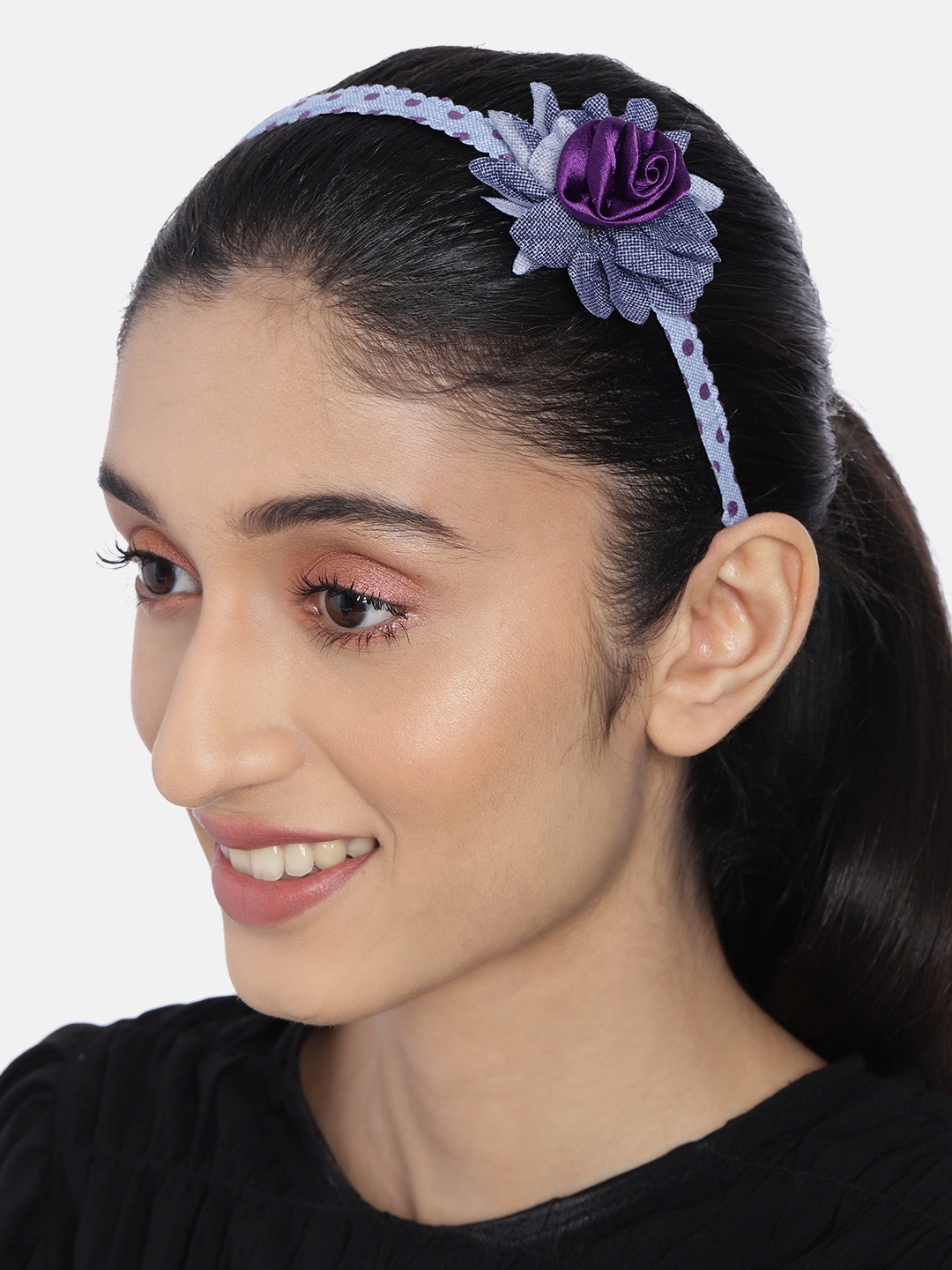 

AccessHer Women Navy Blue & Purple Floral Hairband