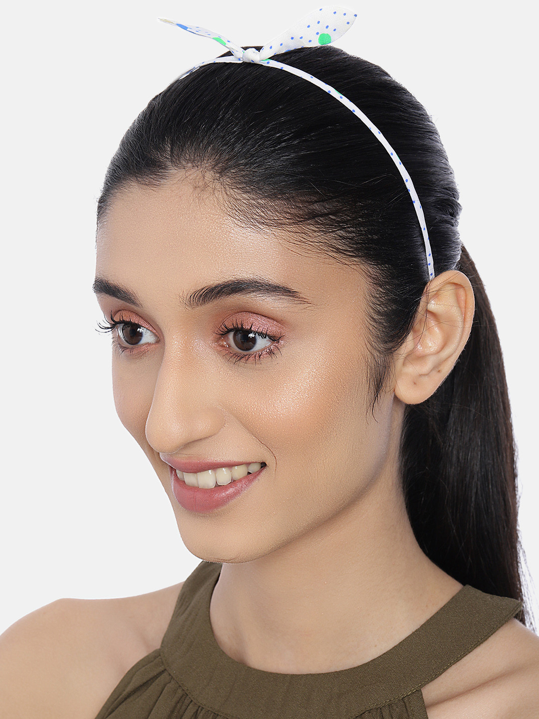 

AccessHer White & Blue Printed Hairband