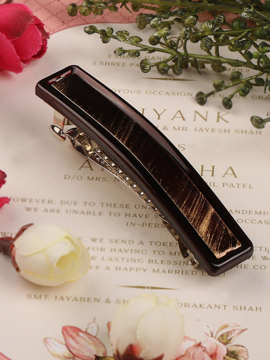 

AccessHer Brown Handcrafted French Barrette