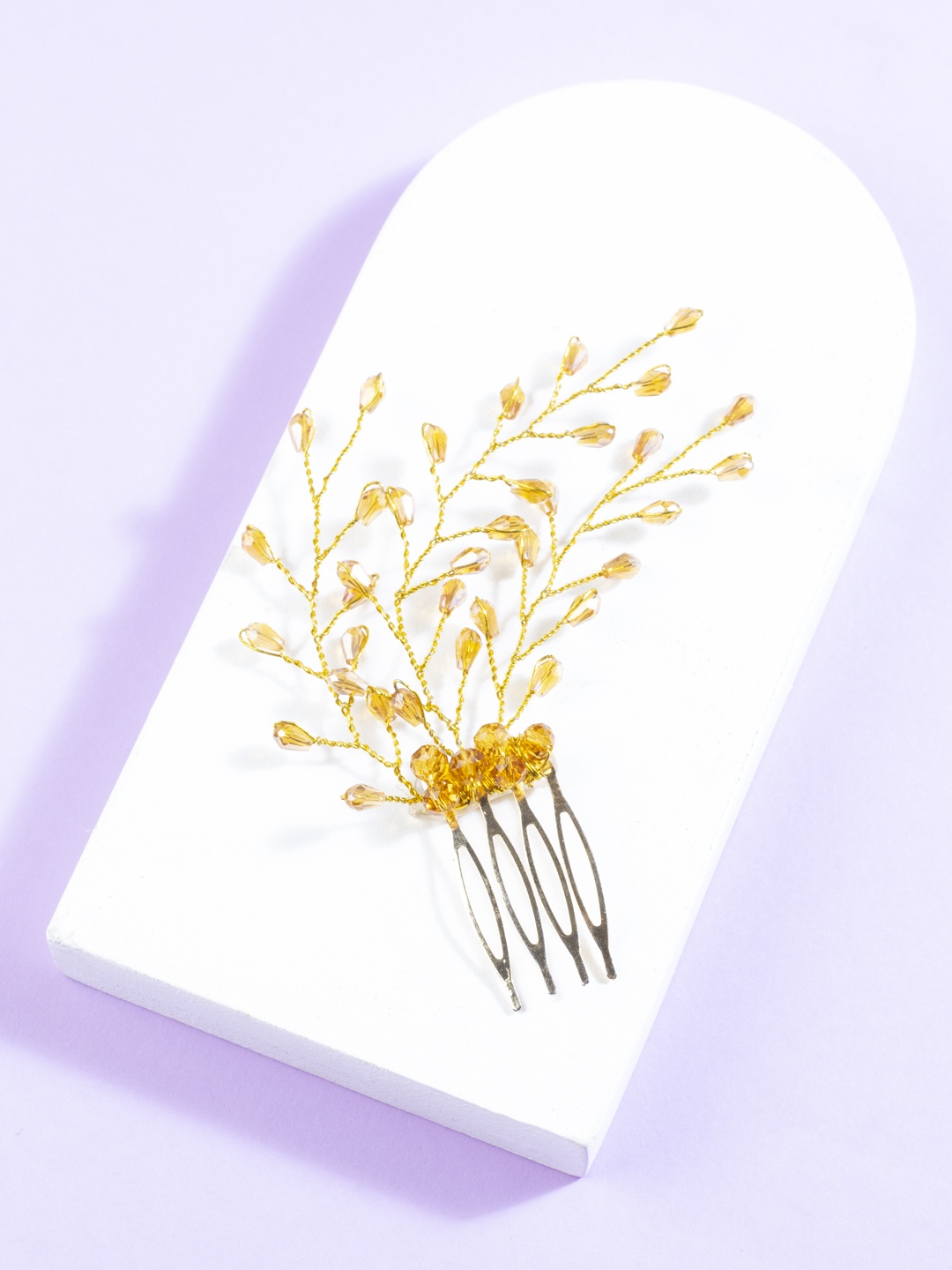 

AccessHer Women Gold-Toned Beaded Wedding Hair Styling Comb Pin