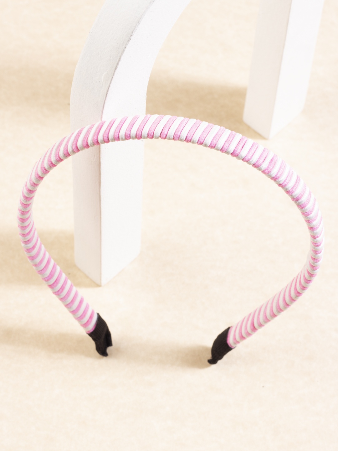 

AccessHer Women Pink & White Striped Hairband