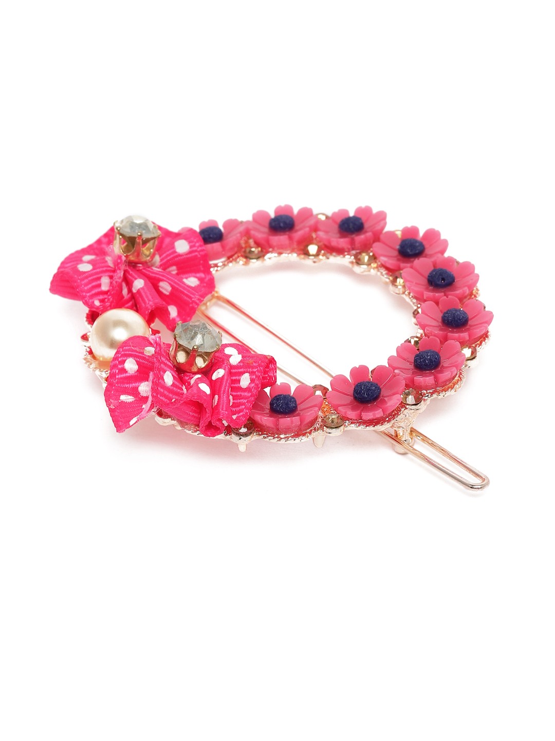 

AccessHer Pink Beaded Floral French Barrette