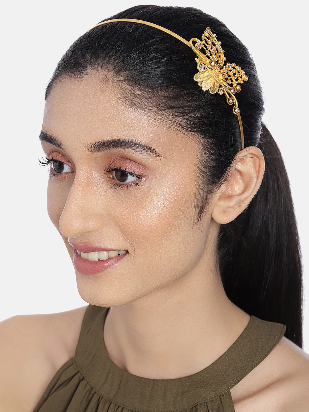 

AccessHer Women Gold-Toned CZ Stone Studded Hairband