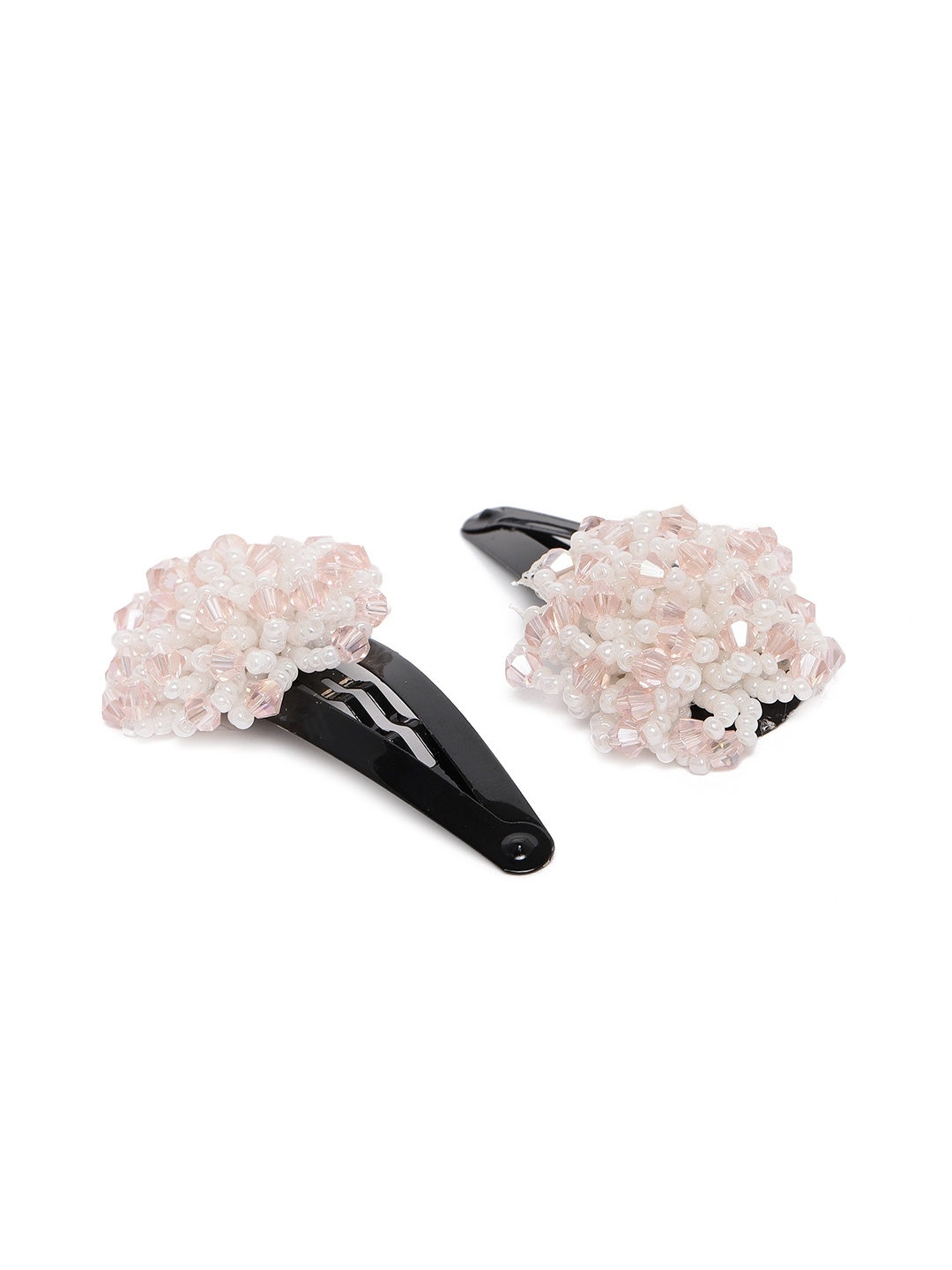 

AccessHer Set of 2 Black & Pink Beaded Tic Tac Hair Clips