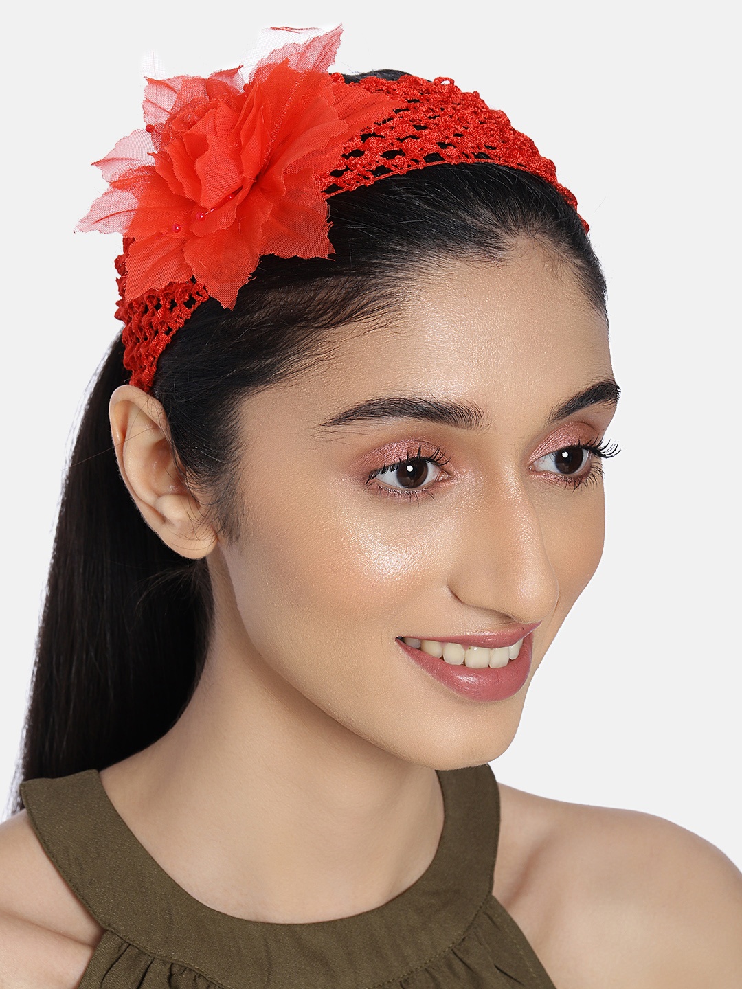 

AccessHer Red Handcrafted Fabric Hairband