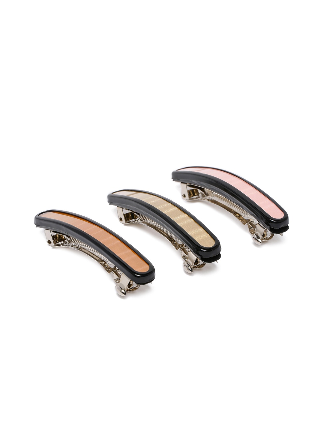 

AccessHer Pack of 3 Handcrafted Solid French Barrettes, Beige