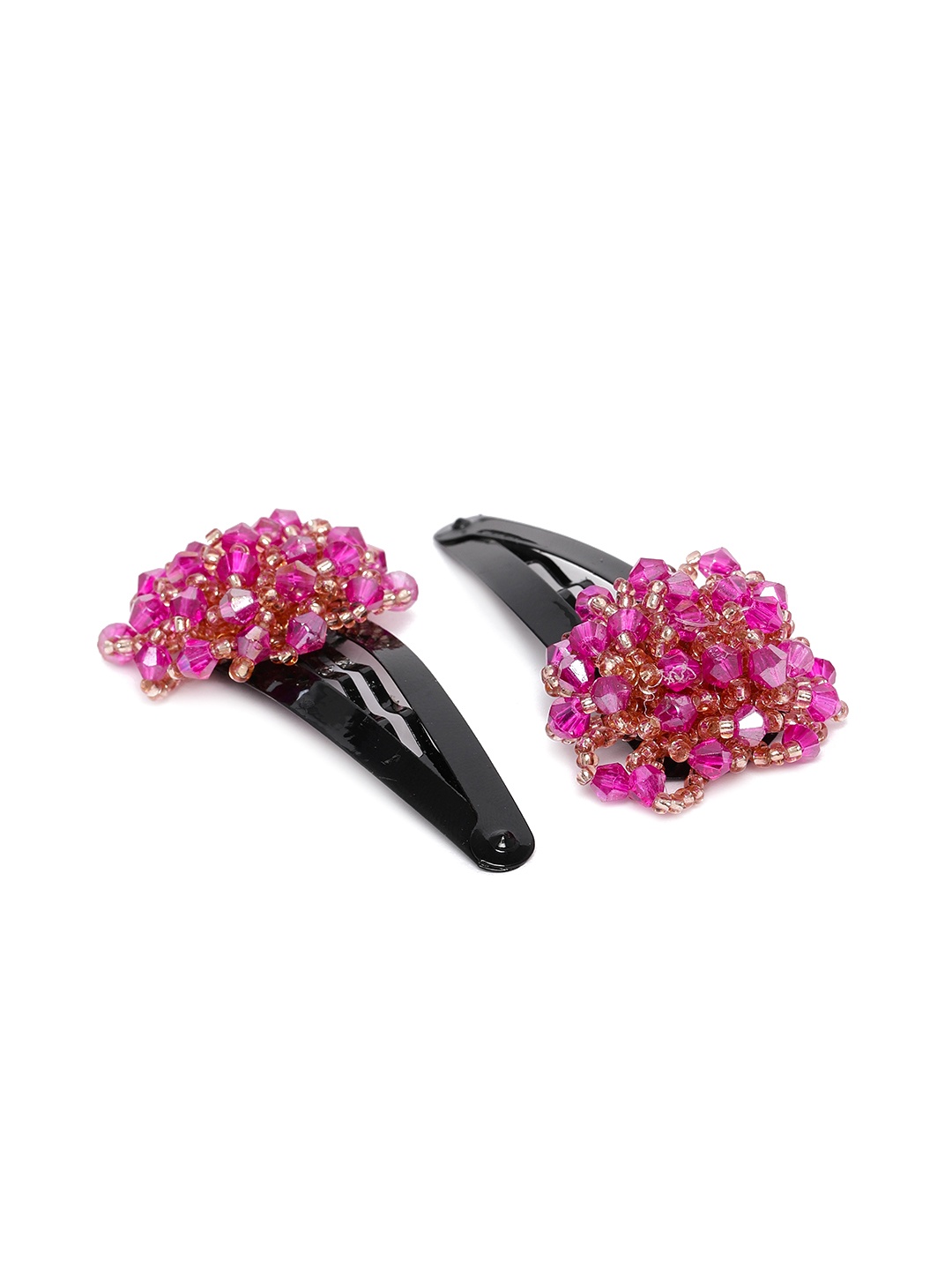 

AccessHer Set of 2 Black & Pink Beaded Tic Tac Hair Clips