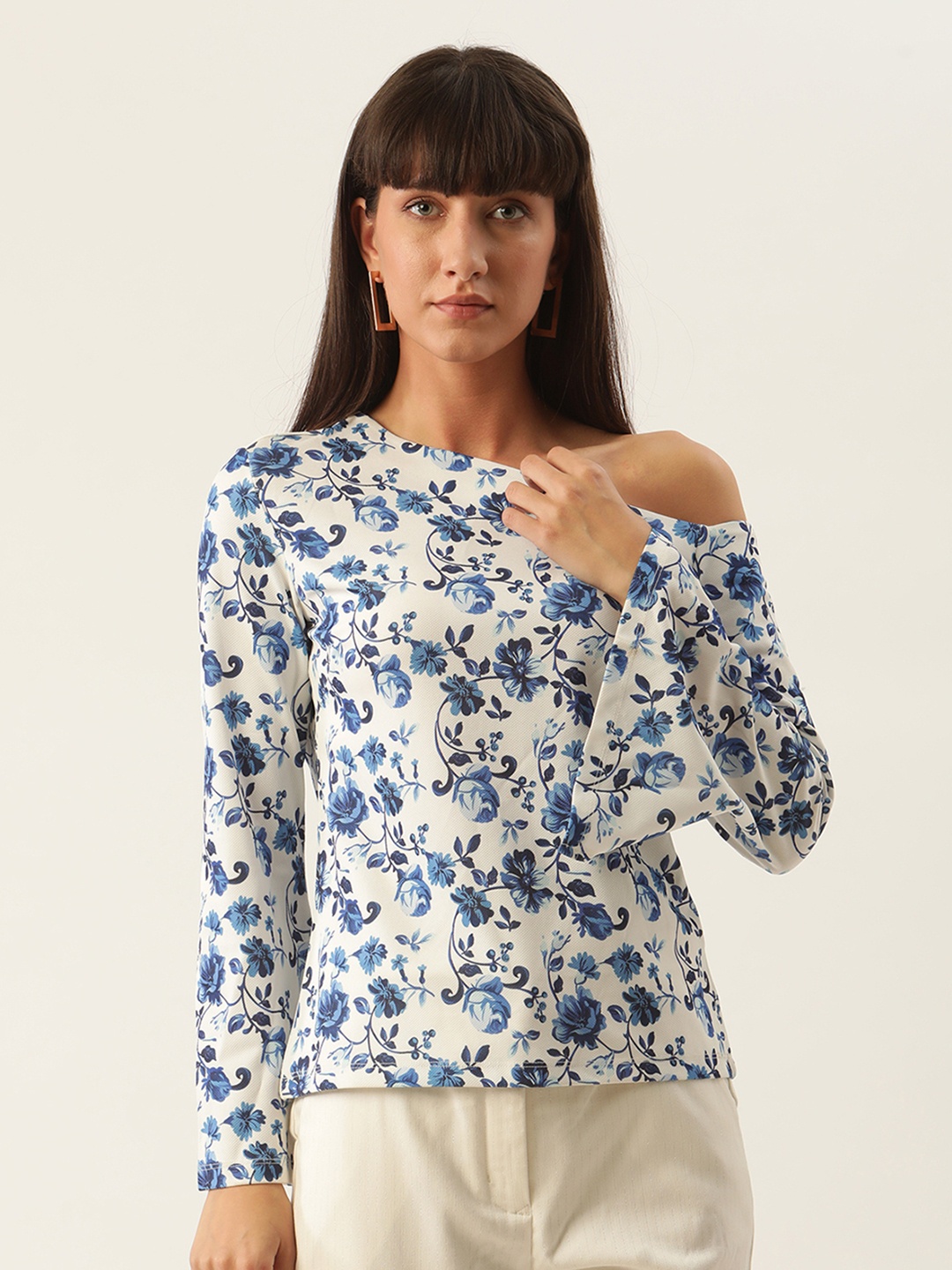 

Zoella Blue Floral Printed One Shoulder Regular Top