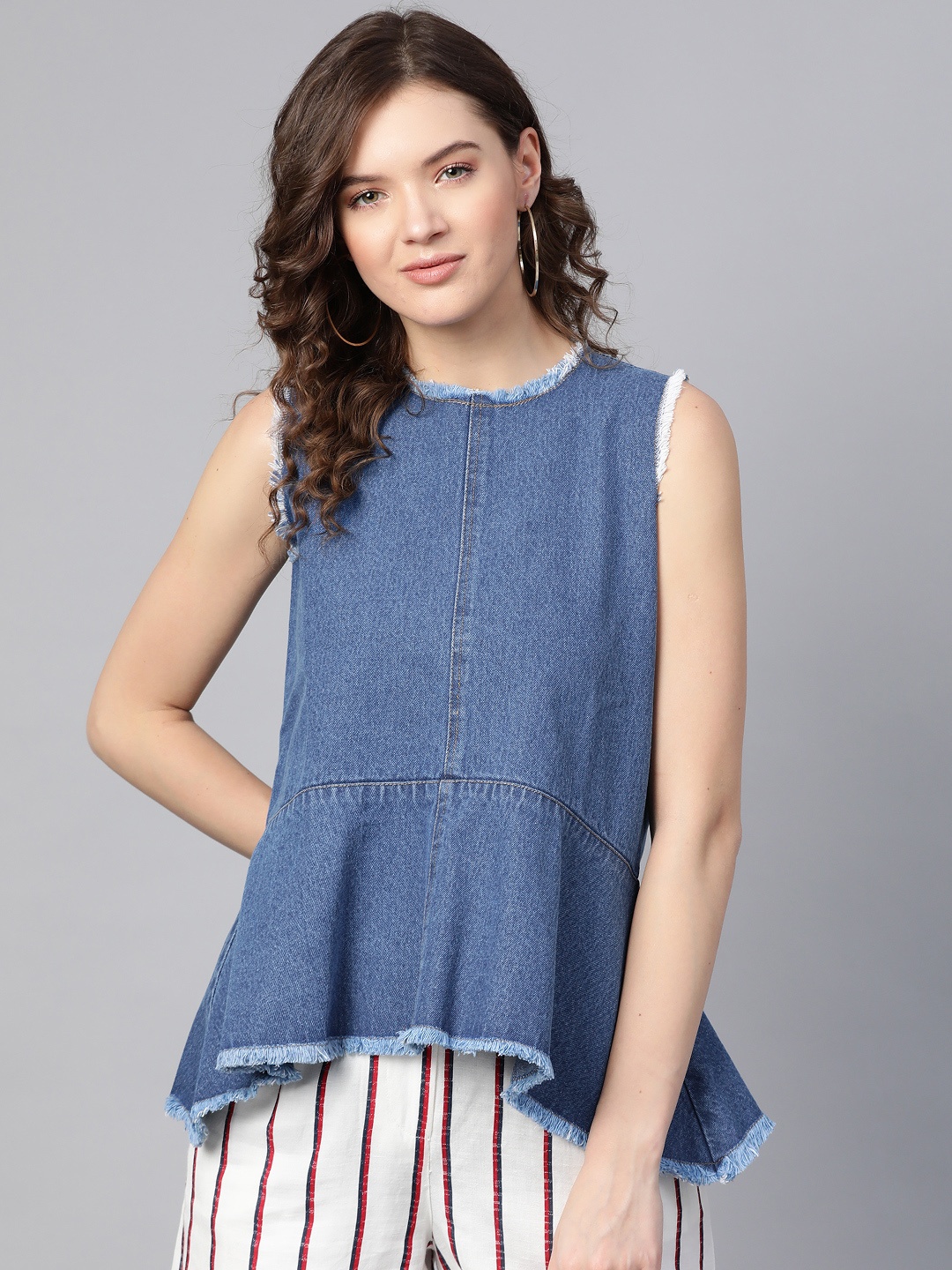 

SASSAFRAS Blue Denim A-Line Top