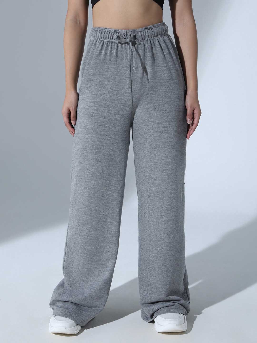 

Hubberholme Women Grey Melange Solid Knitted Track Pants