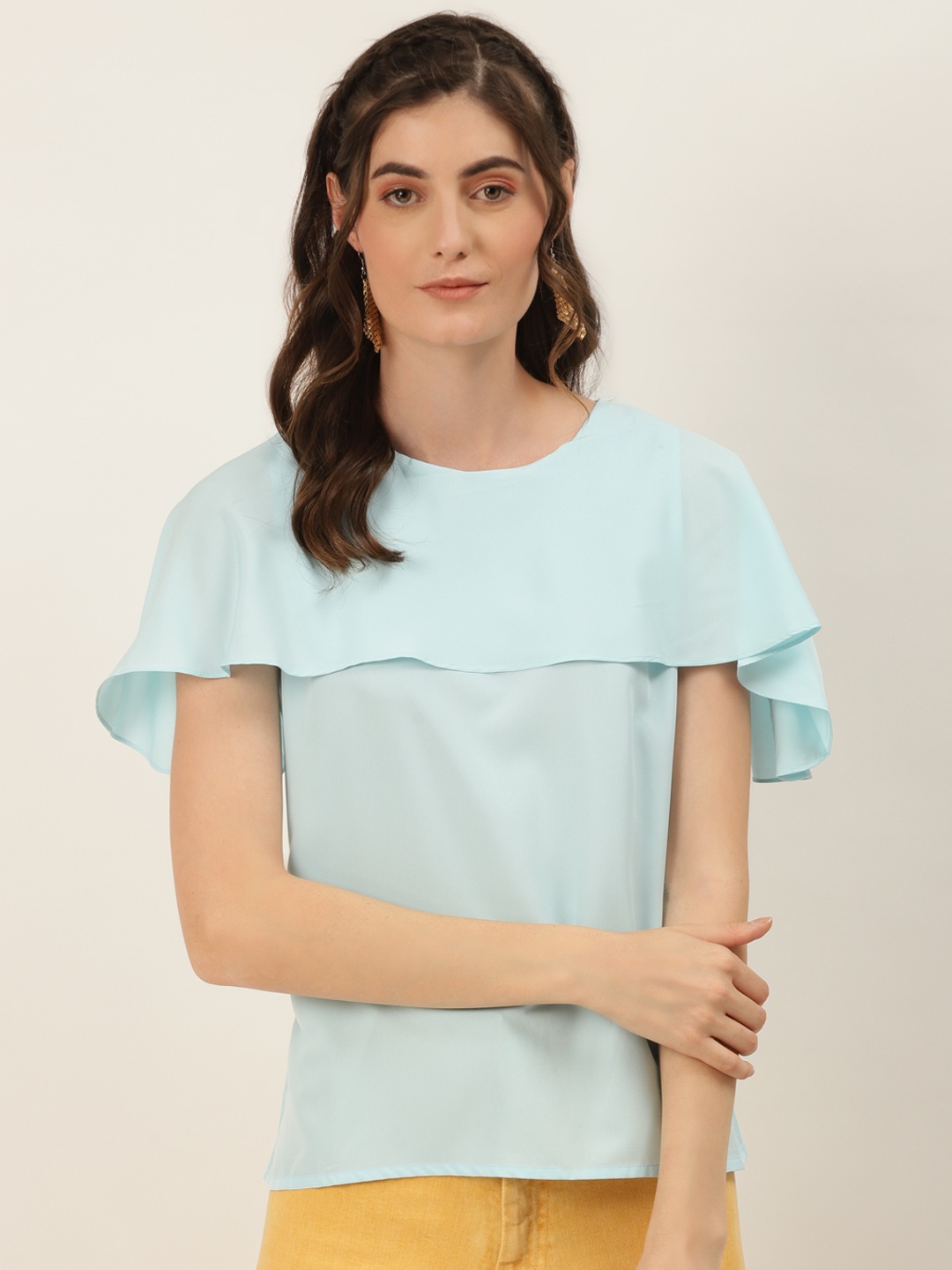 

DIVA WALK EXCLUSIVE Blue Cape Sleeves Regular Top