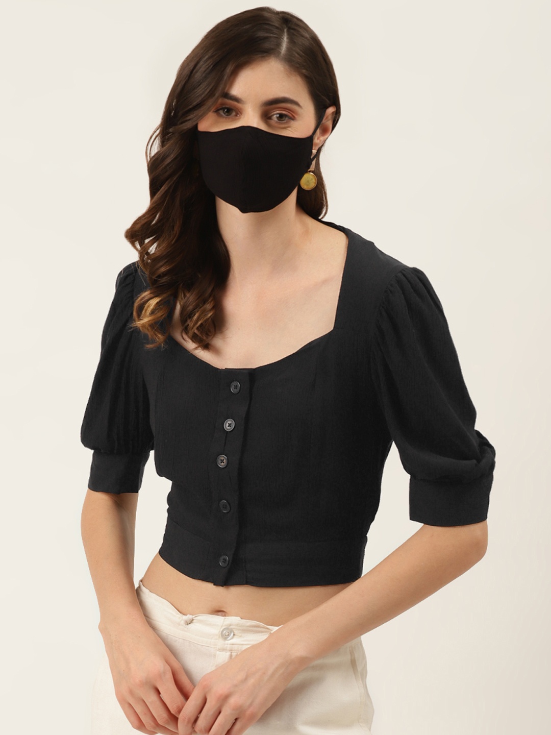

DIVA WALK EXCLUSIVE Black Pure Cotton Crop Top