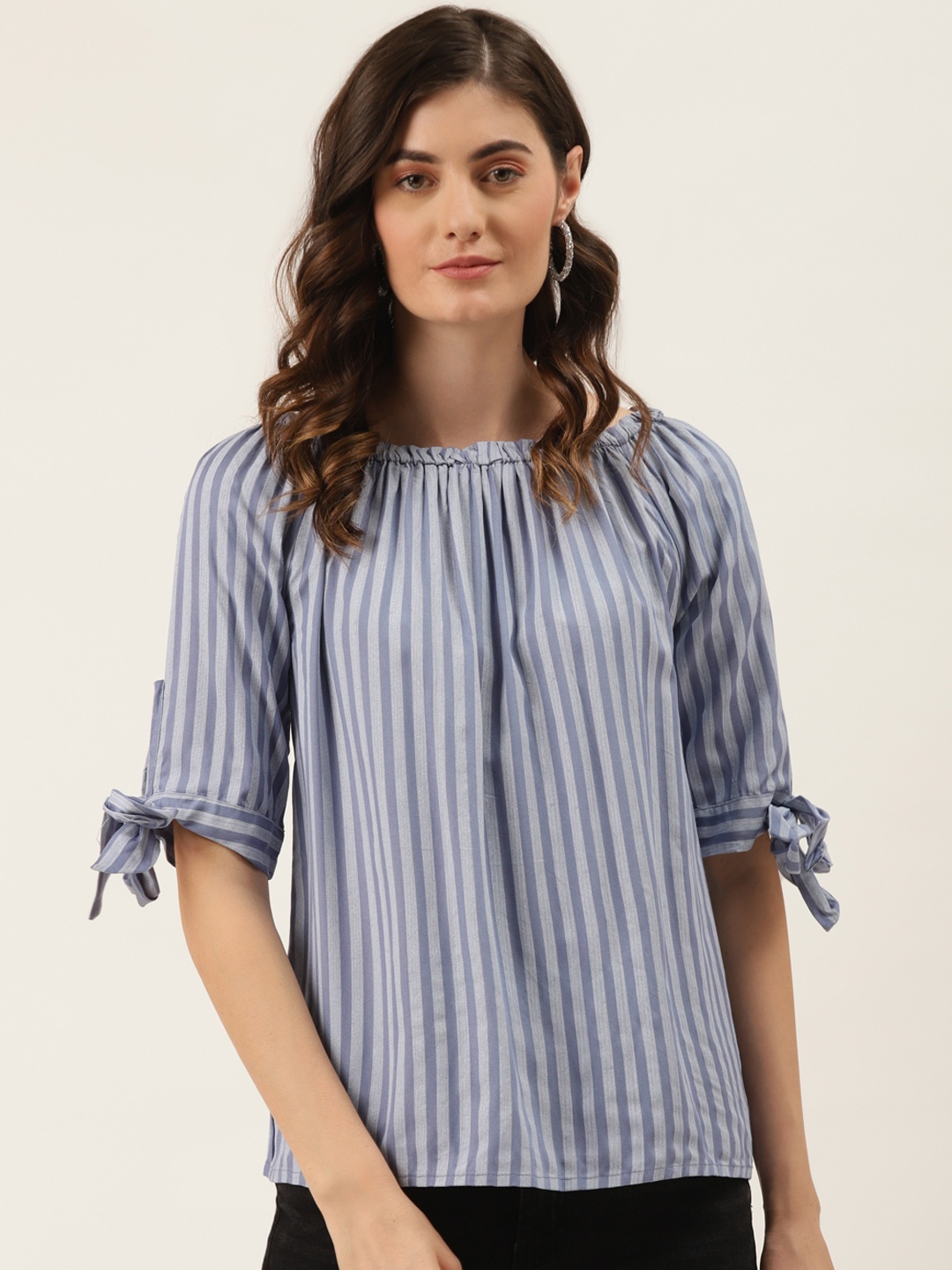 

DIVA WALK EXCLUSIVE Blue & Grey Liva Striped Regular Top