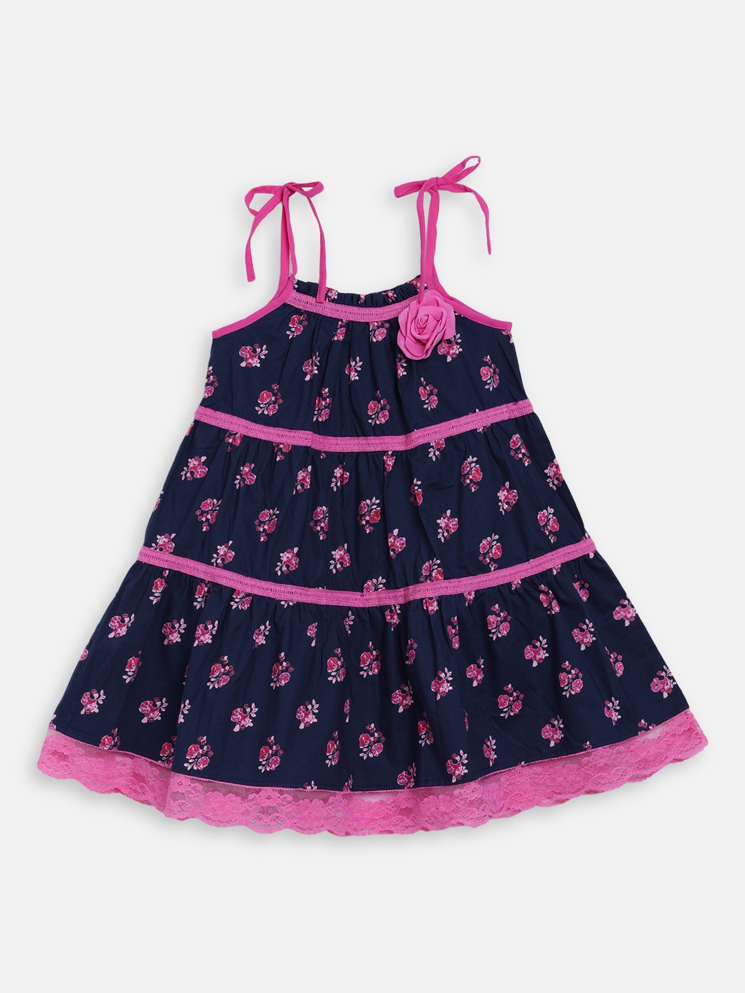 

Butterfly Blush Girls Blue Floral Printed A-Line Dress
