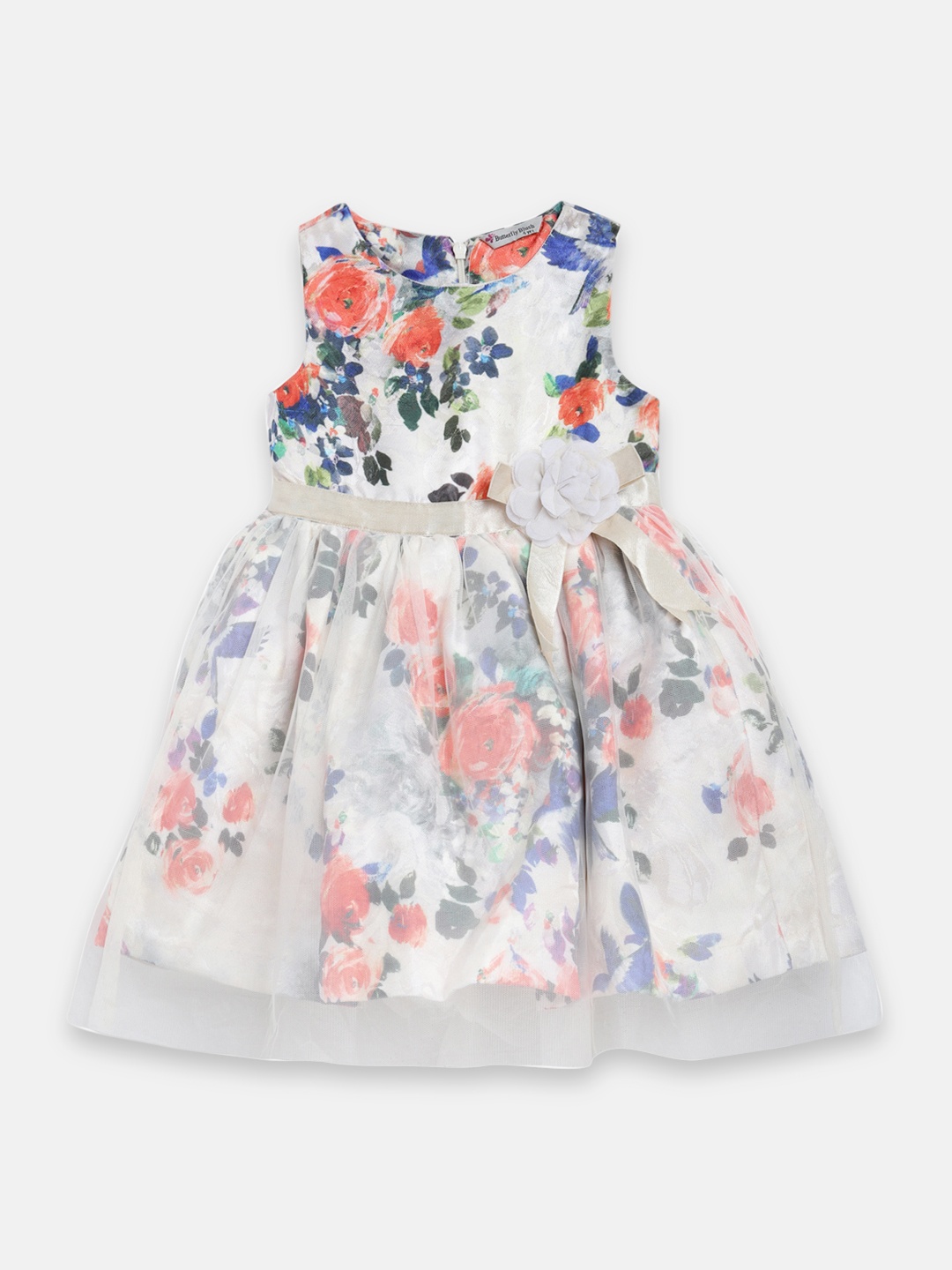 

Butterfly Blush Girls Off-White Printed Fit and Flare Dress