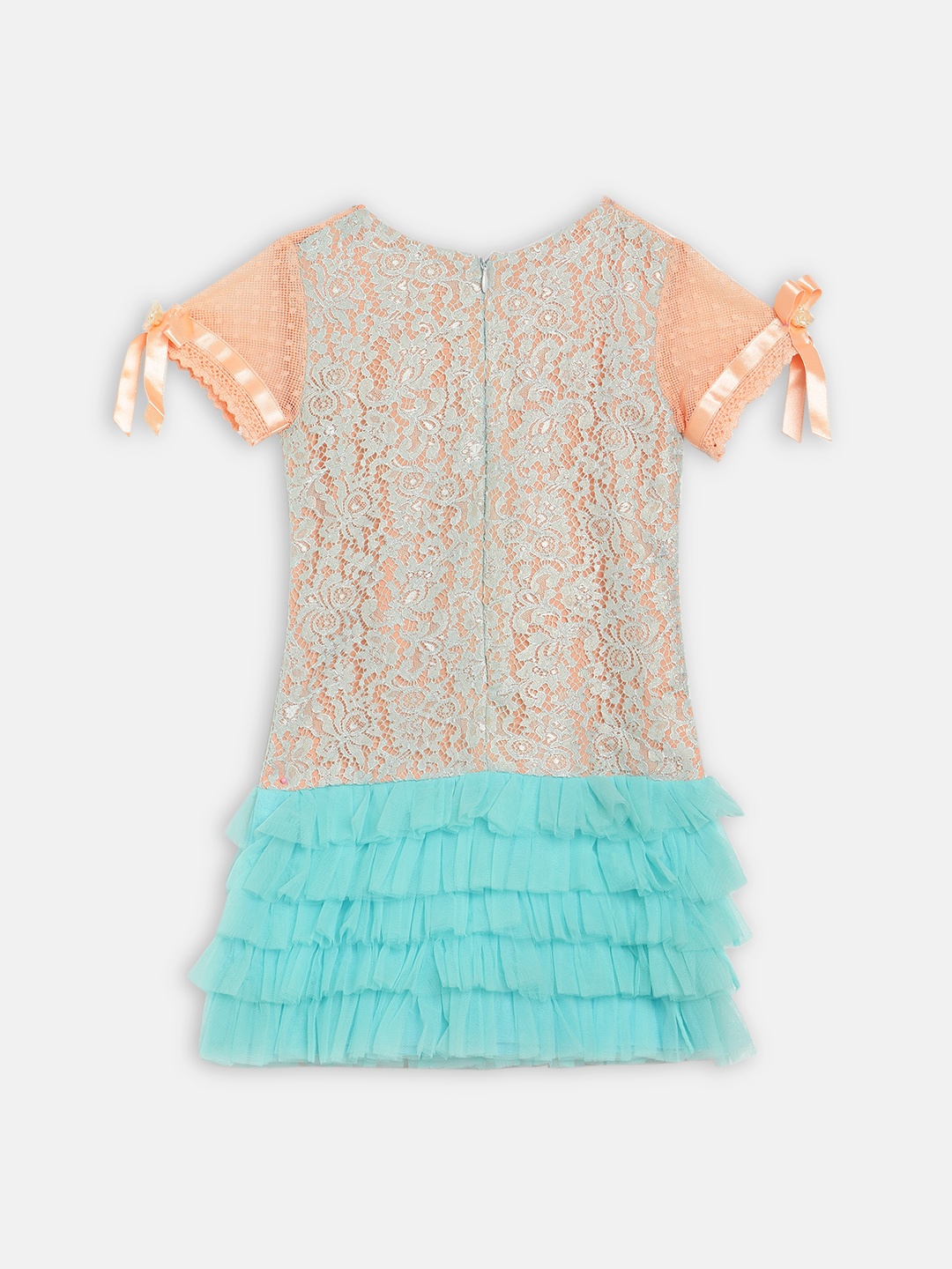 

Butterfly Blush Girls Peach-Coloured Self Design A-Line Dress