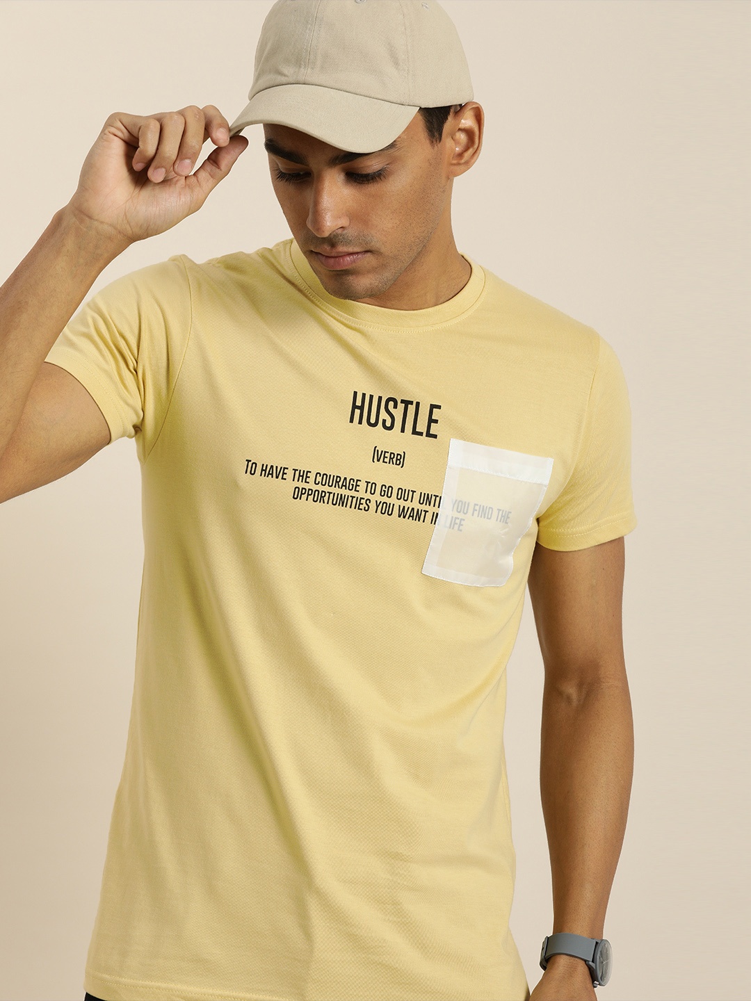 

Difference of Opinion Men Yellow Printed Pure Cotton T-shirt