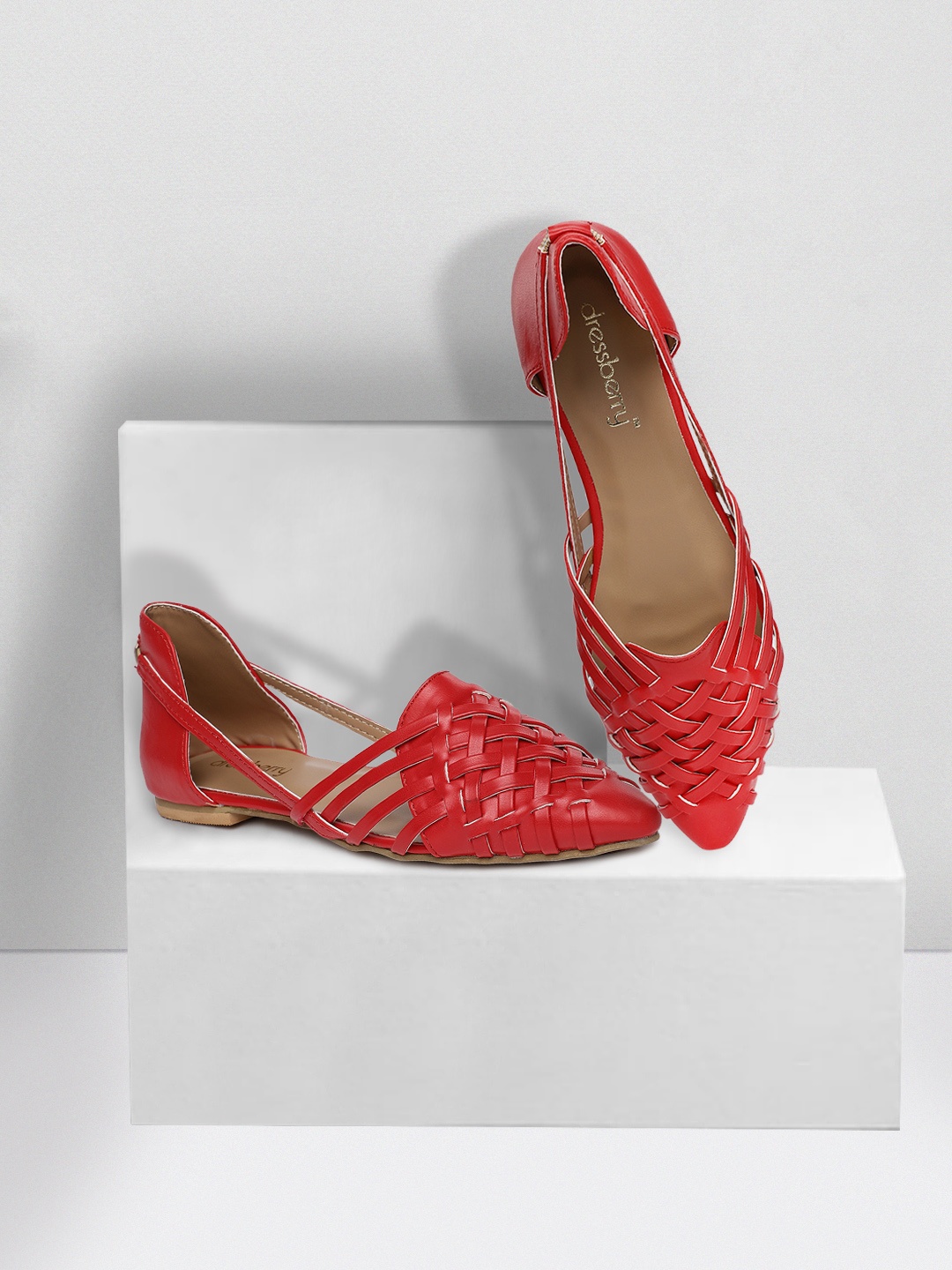 

DressBerry Women Red Woven Design Ballerinas