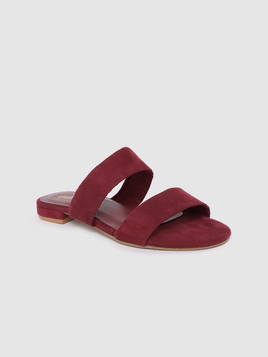

DressBerry Women Maroon Suede Finish Solid Open Toe Flats