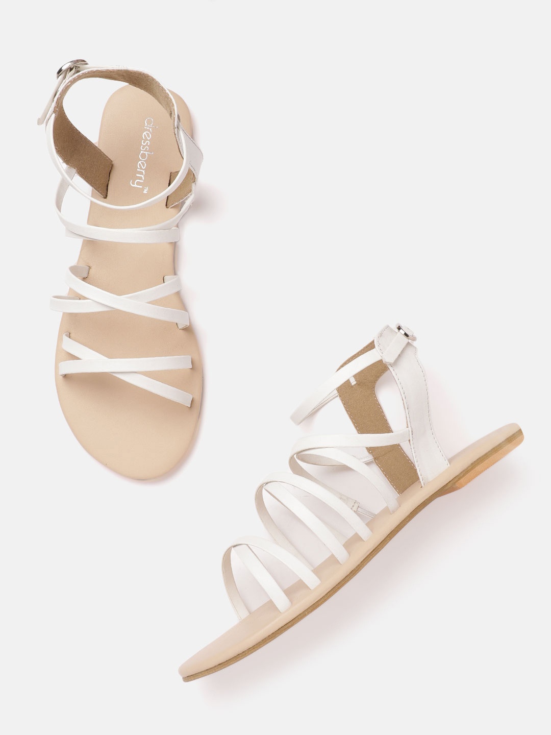 

DressBerry Women White Solid Criss-Cross Strap Mid-Top Gladiators