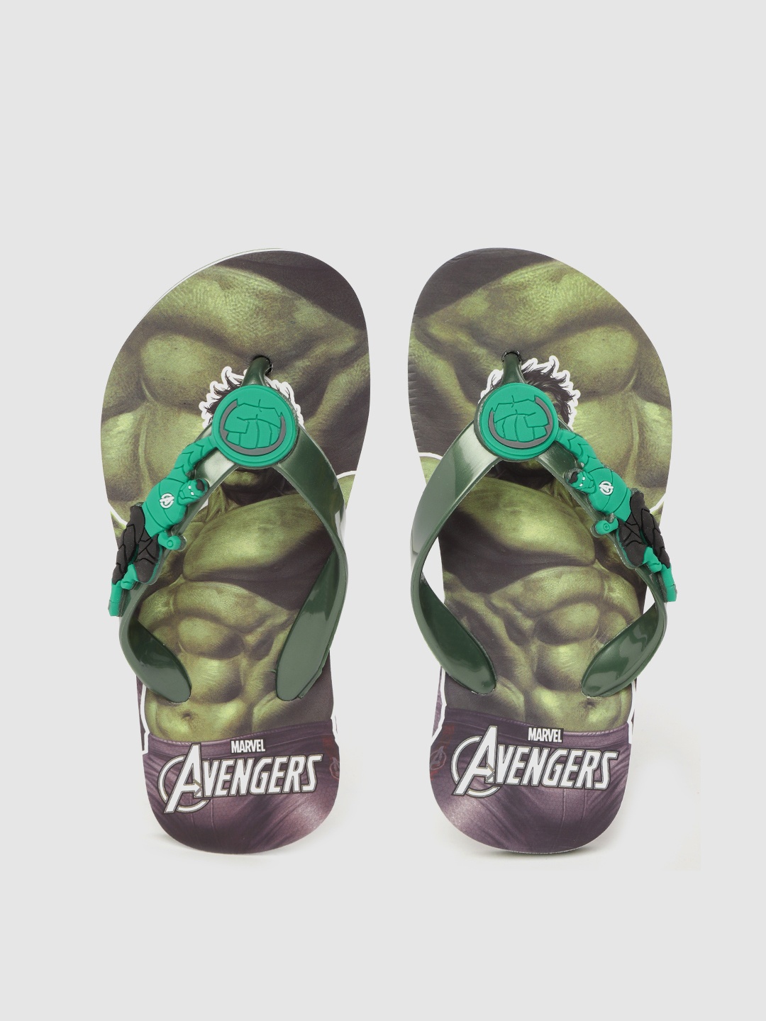 

toothless Boys Green & Black Marvel Avengers Hulk Print Thong Flip-Flops