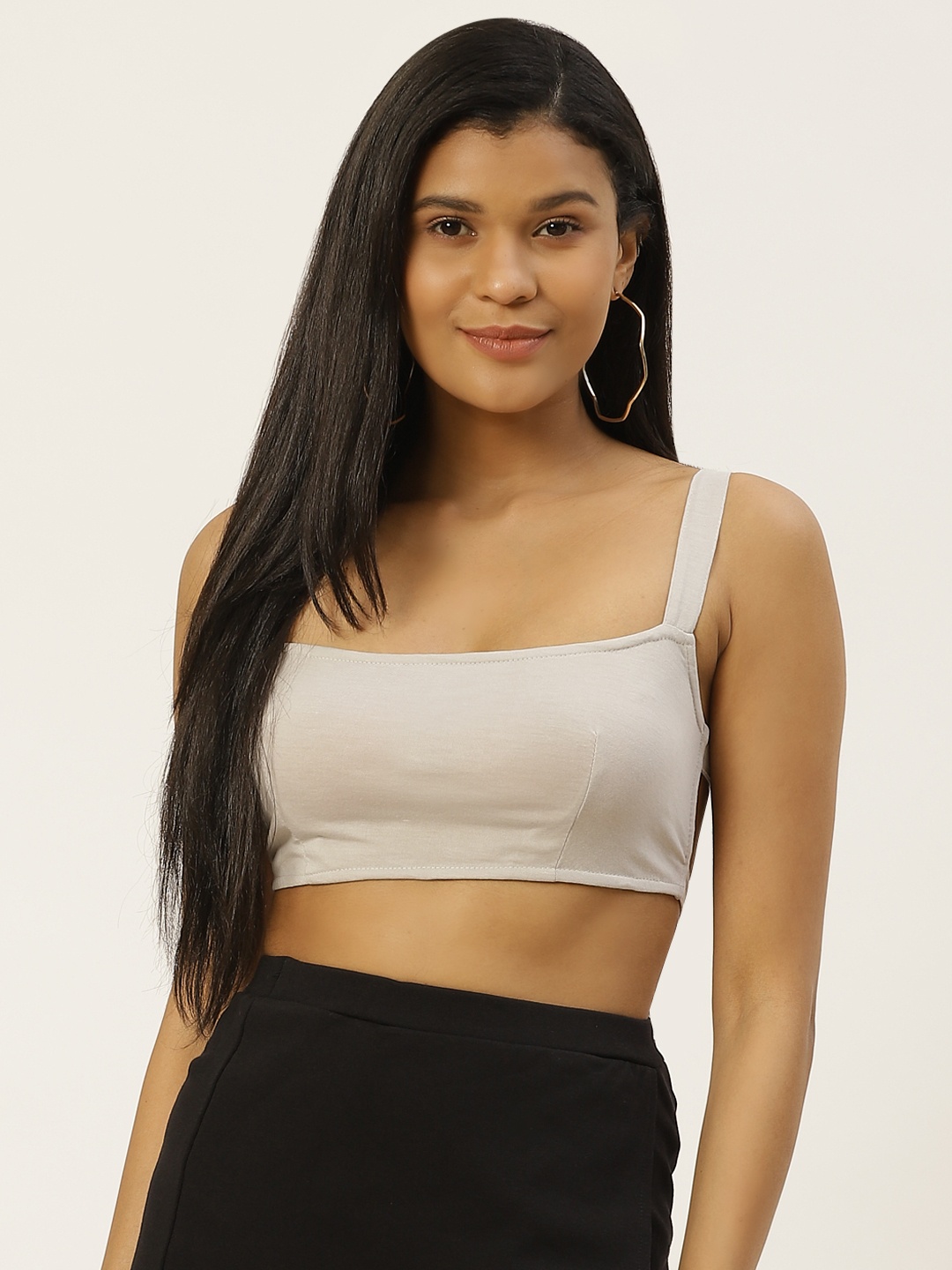 

Besiva Women Grey Bralette Crop Top