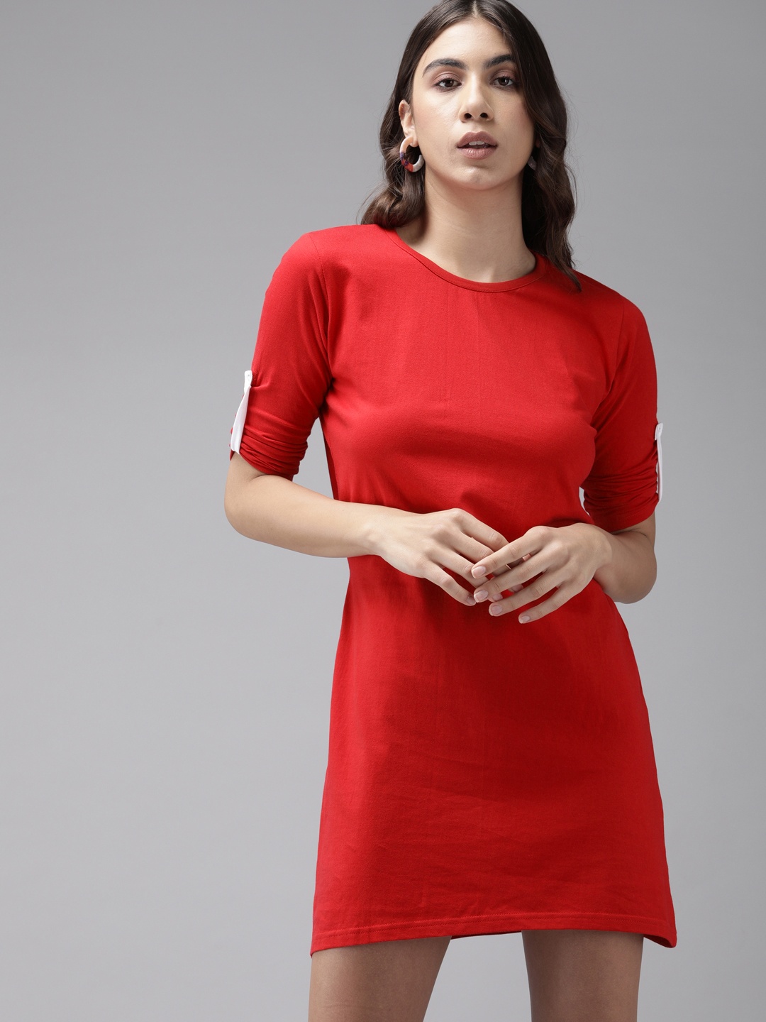 

The Dry State Women Red Solid T-shirt Dress