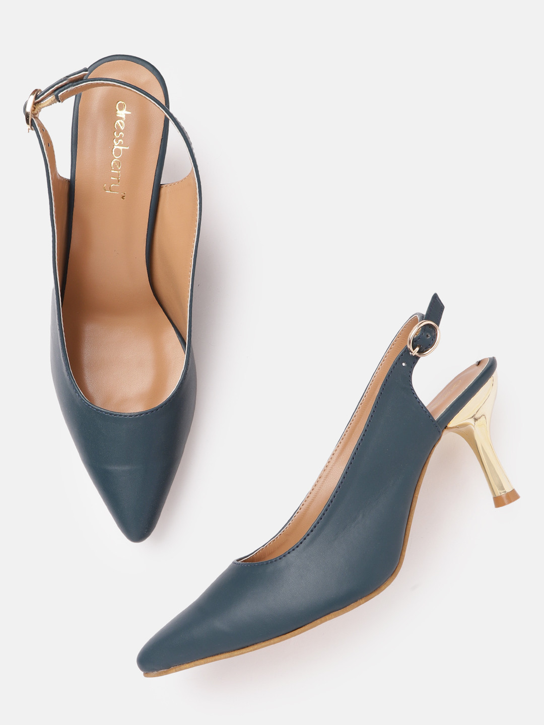 

DressBerry Teal Blue Solid Pumps