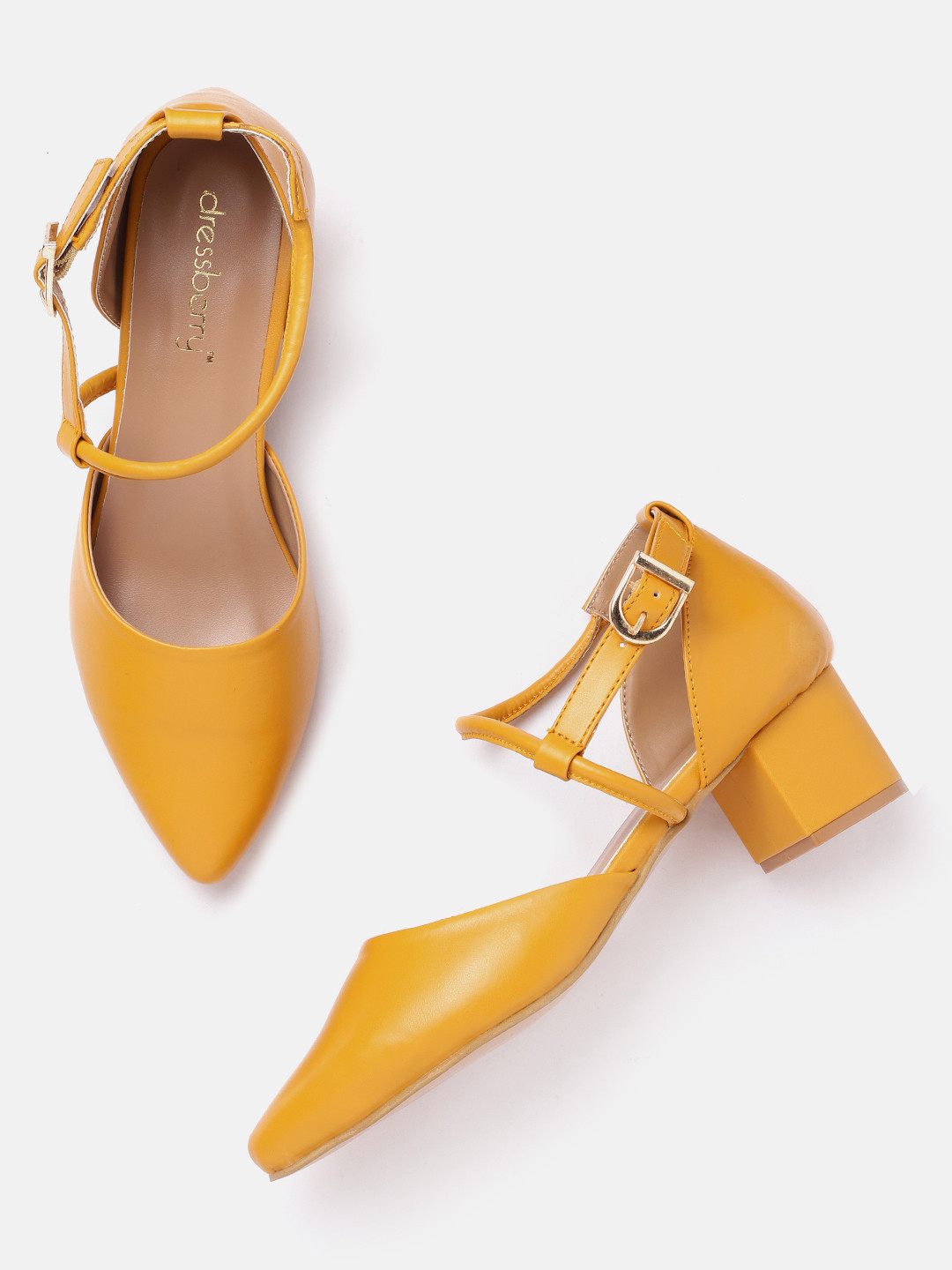 

DressBerry Mustard Yellow Solid Pumps