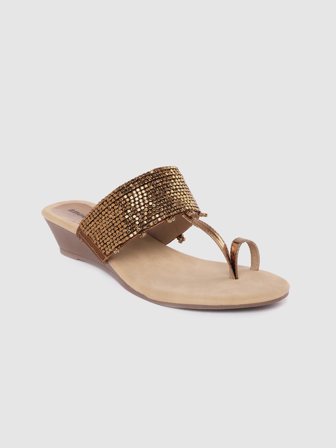 

Anouk Women Bronze-Toned Ethnic Embellished Wedges