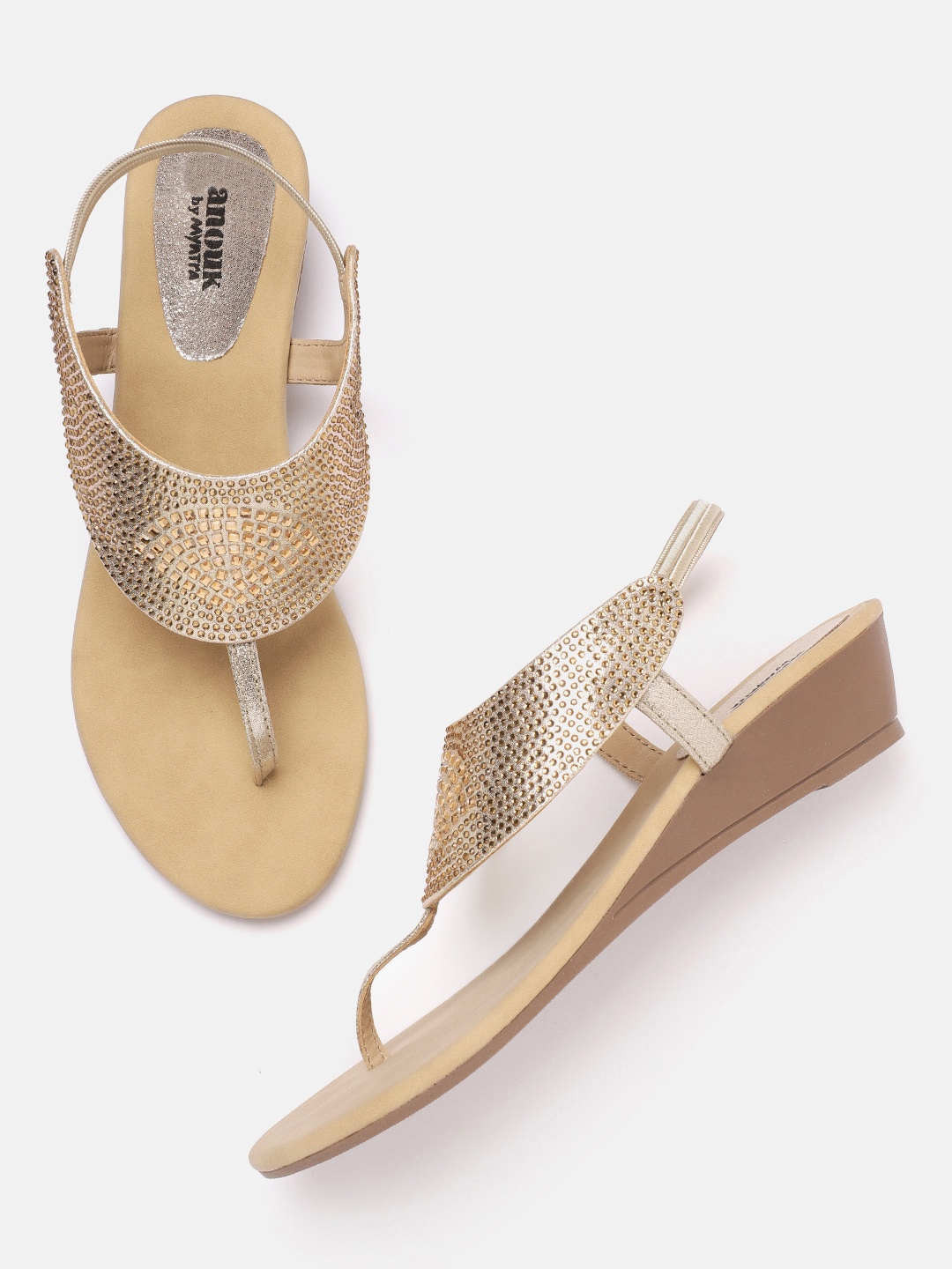 

Anouk Gold-Toned Embellished Ethnic Wedges