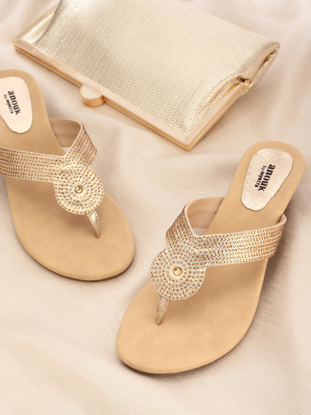

Anouk Women Gold-Toned Embellished Wedges
