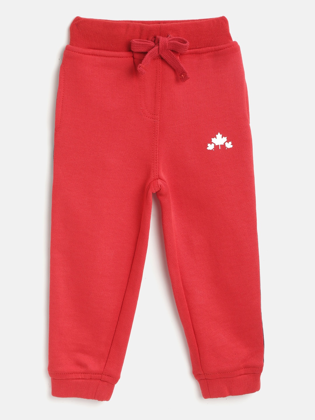 

Rute Girls Red Solid Pure Cotton Joggers with Side Stripe Detail