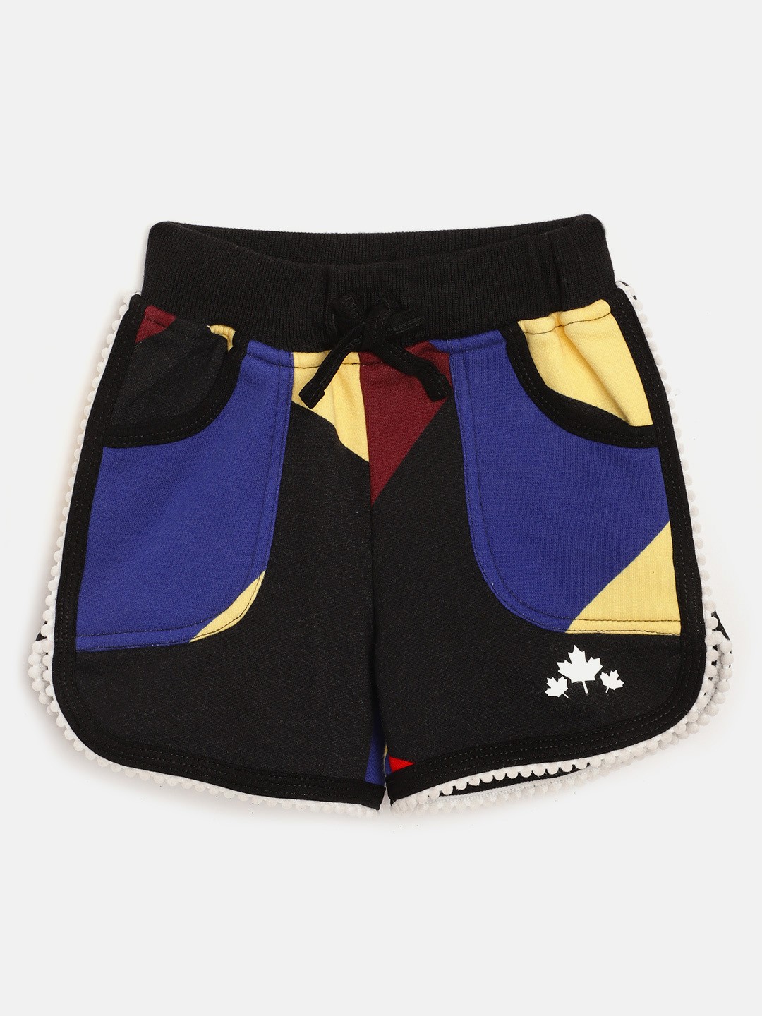 

Rute Girls Black & Blue Colourblocked Pure Cotton Slim Fit Regular Shorts