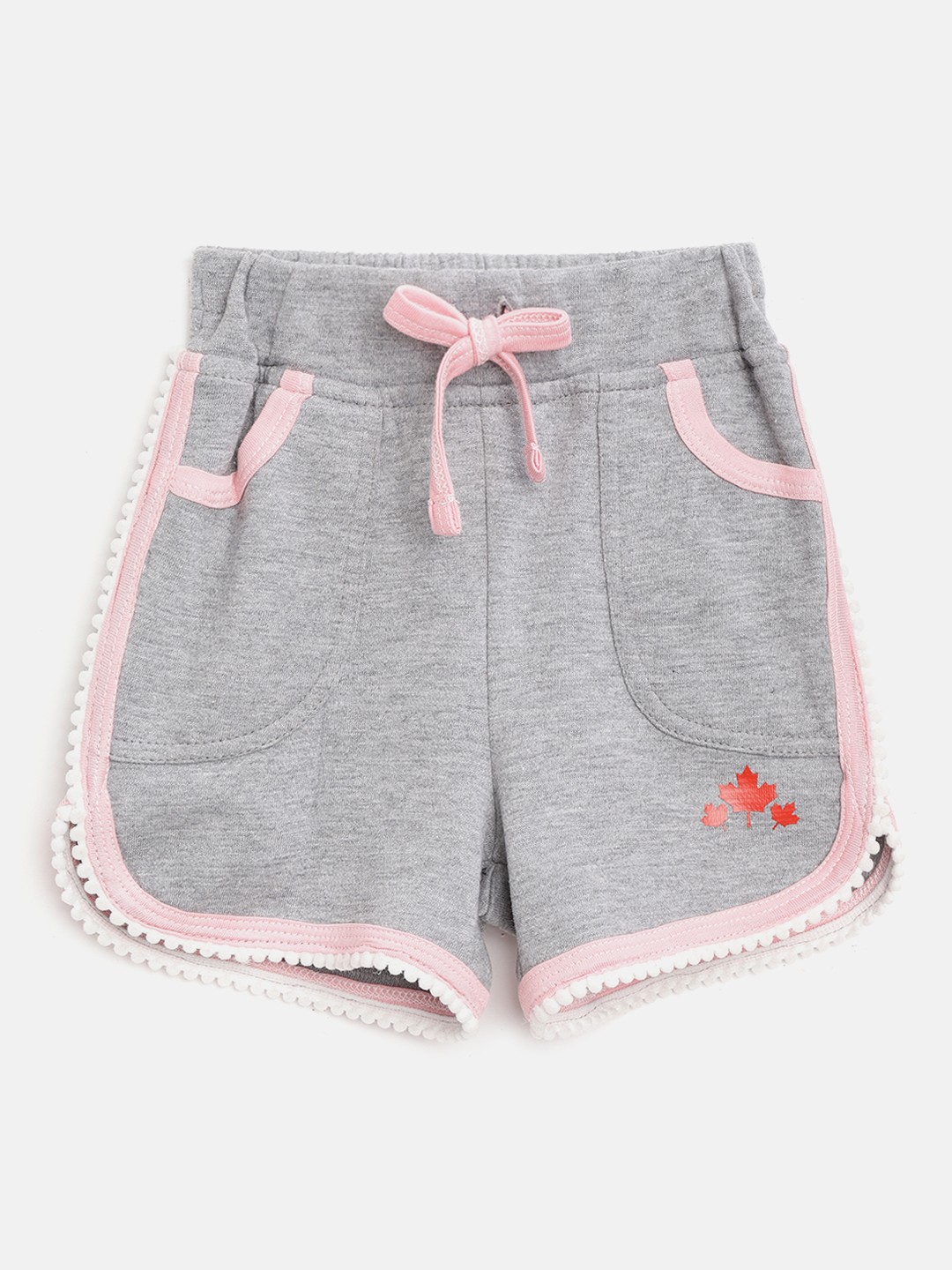 

Rute Girls Grey Melange Solid Pure Cotton Slim Fit Regular Shorts