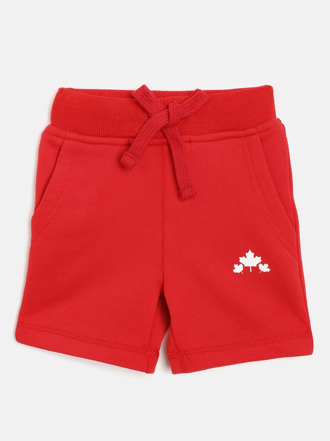 

Rute Girls Red Solid Pure Cotton Regular Shorts with Maple Leaves Print Detail