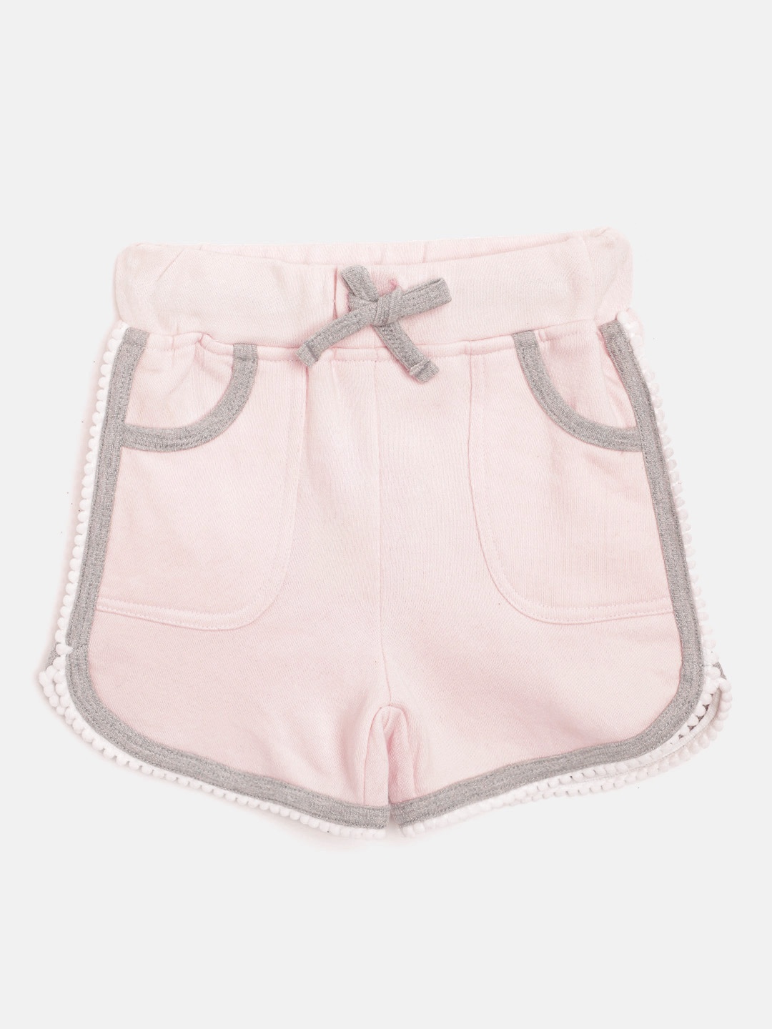 

Rute Girls Pink Pure Cotton Solid Slim Fit Regular Shorts with Bauble Detail