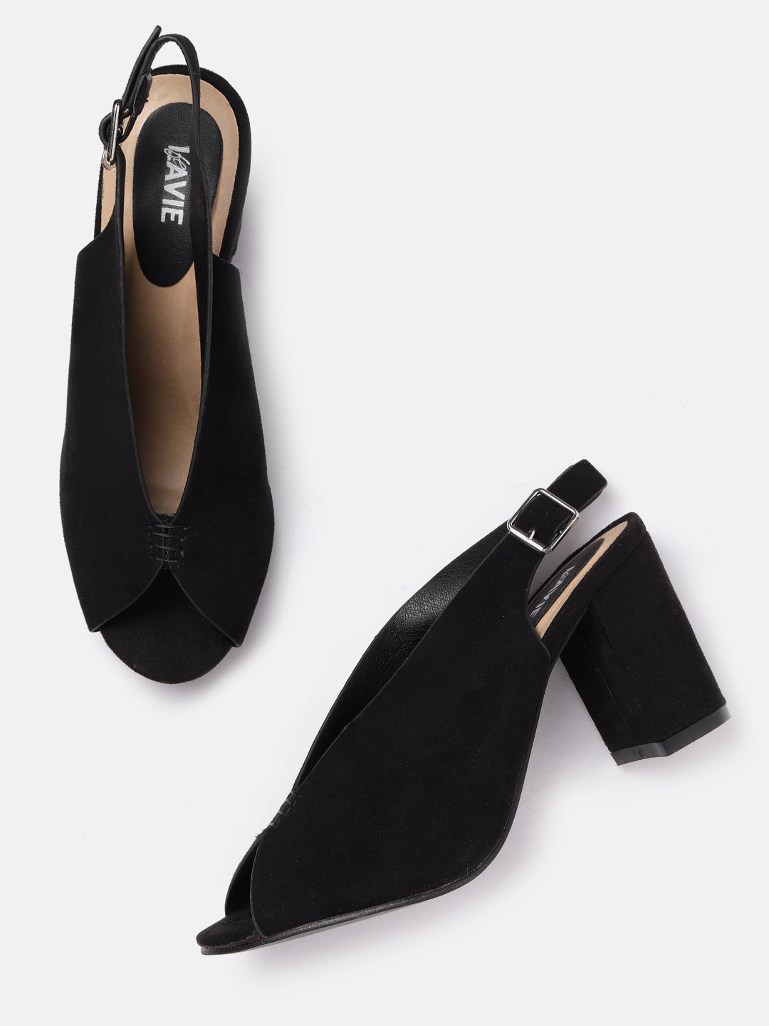 

Lavie Women Black Solid Heeled Mules