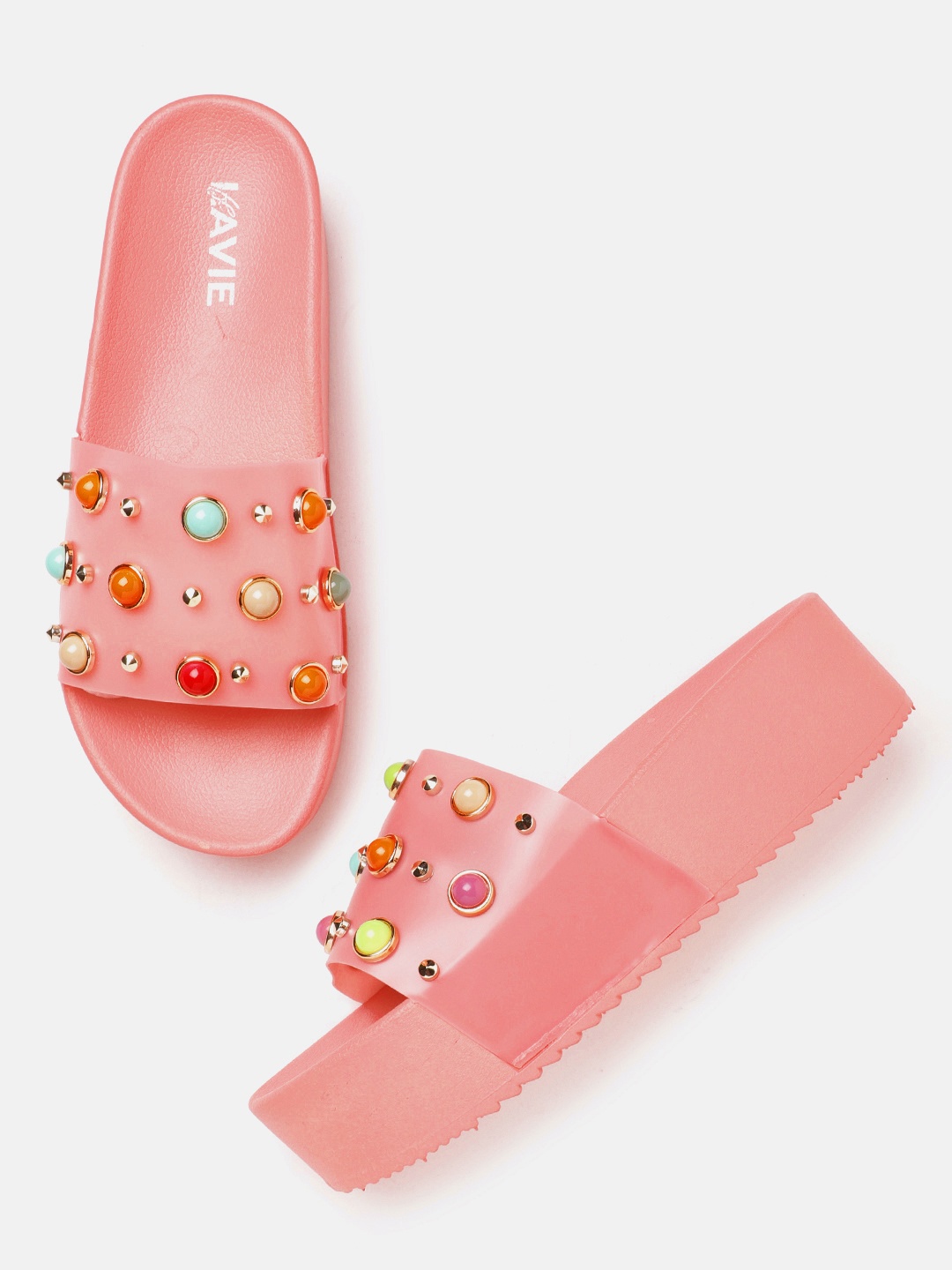 

Lavie Women Pink Stone Studded Flatforms