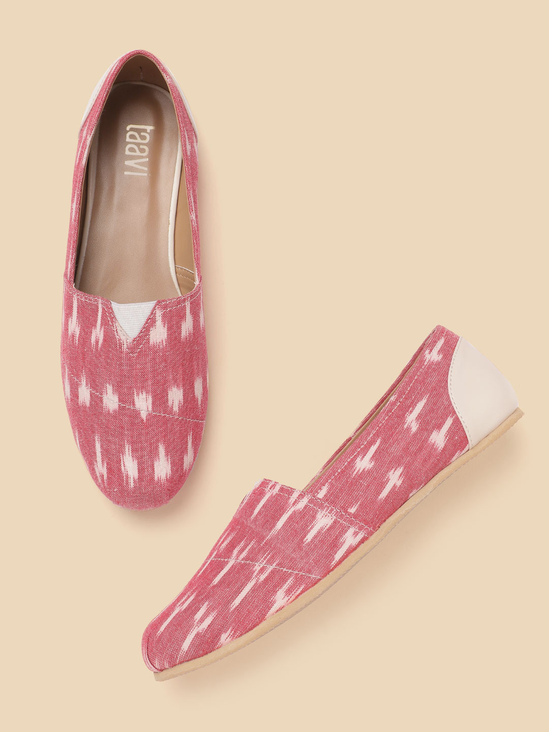 

Taavi Women Pink & White Geometric Print Handcrafted Slip-Ons